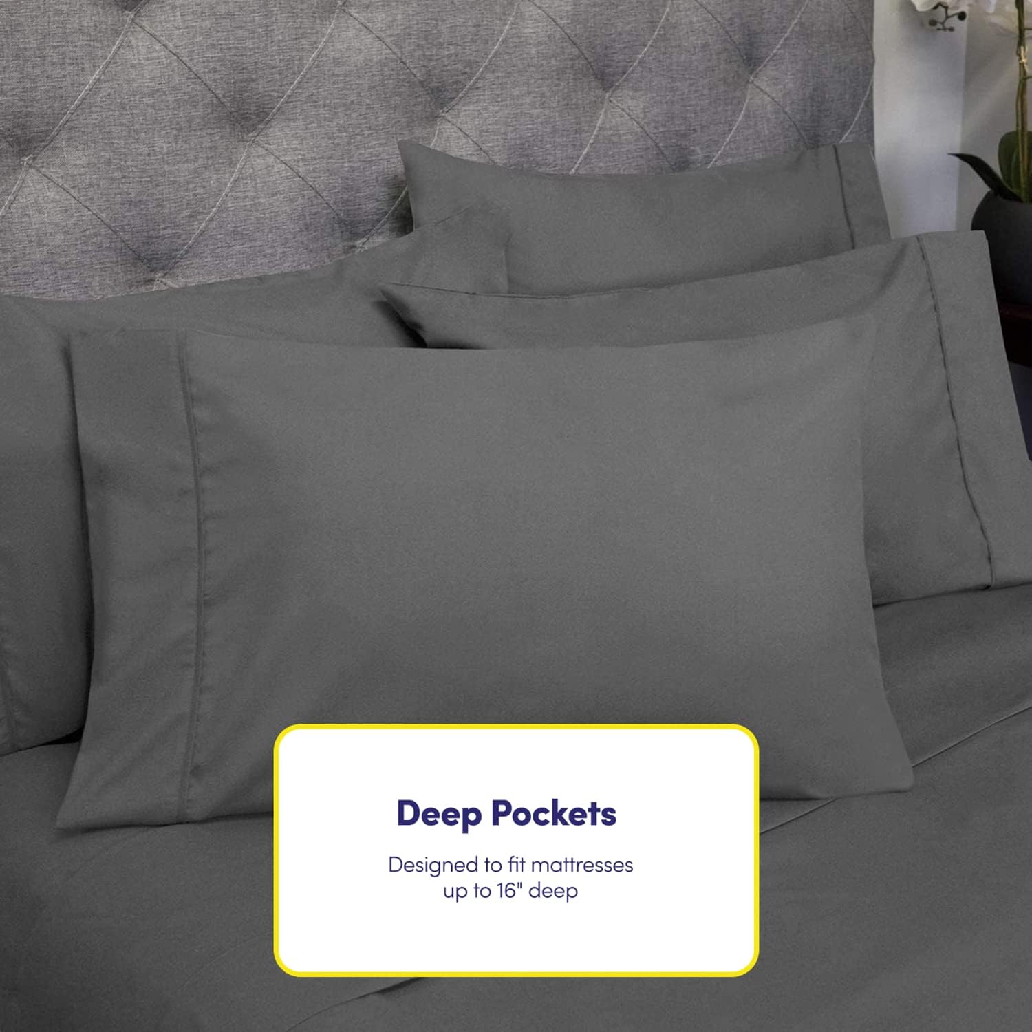 Bed Sheets Queen Size Grey - 6 Piece 1500 Supreme Collection Fine Brushed Microfiber Deep Pocket Queen Sheet Set Bedding - 2 EXTRA PILLOW…
