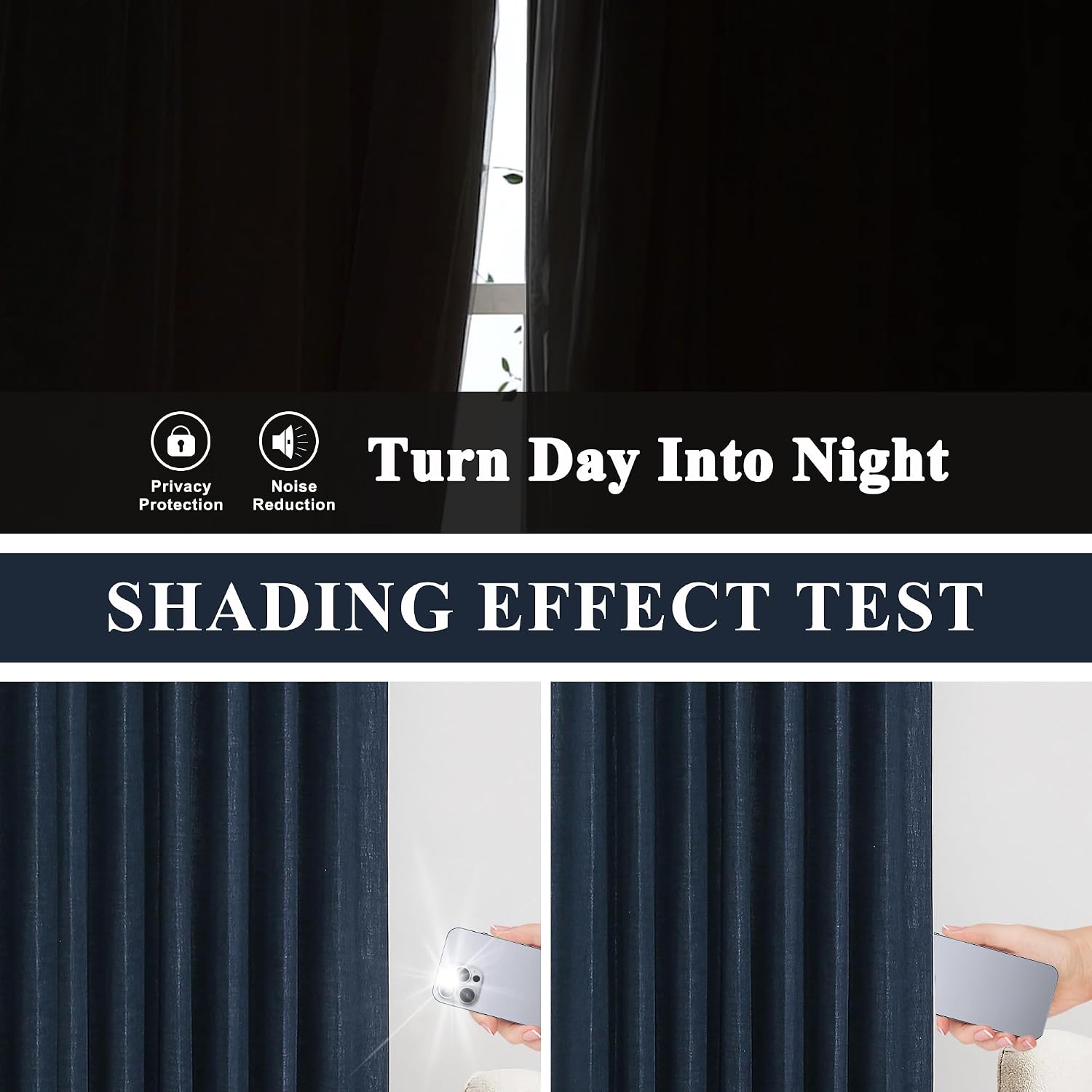 VisionHome Vision Home Navy Blue Pinch Pleated Full Blackout Curtains Linen Blended Room Darkening Window Panels 90 inch for Living Room Be…