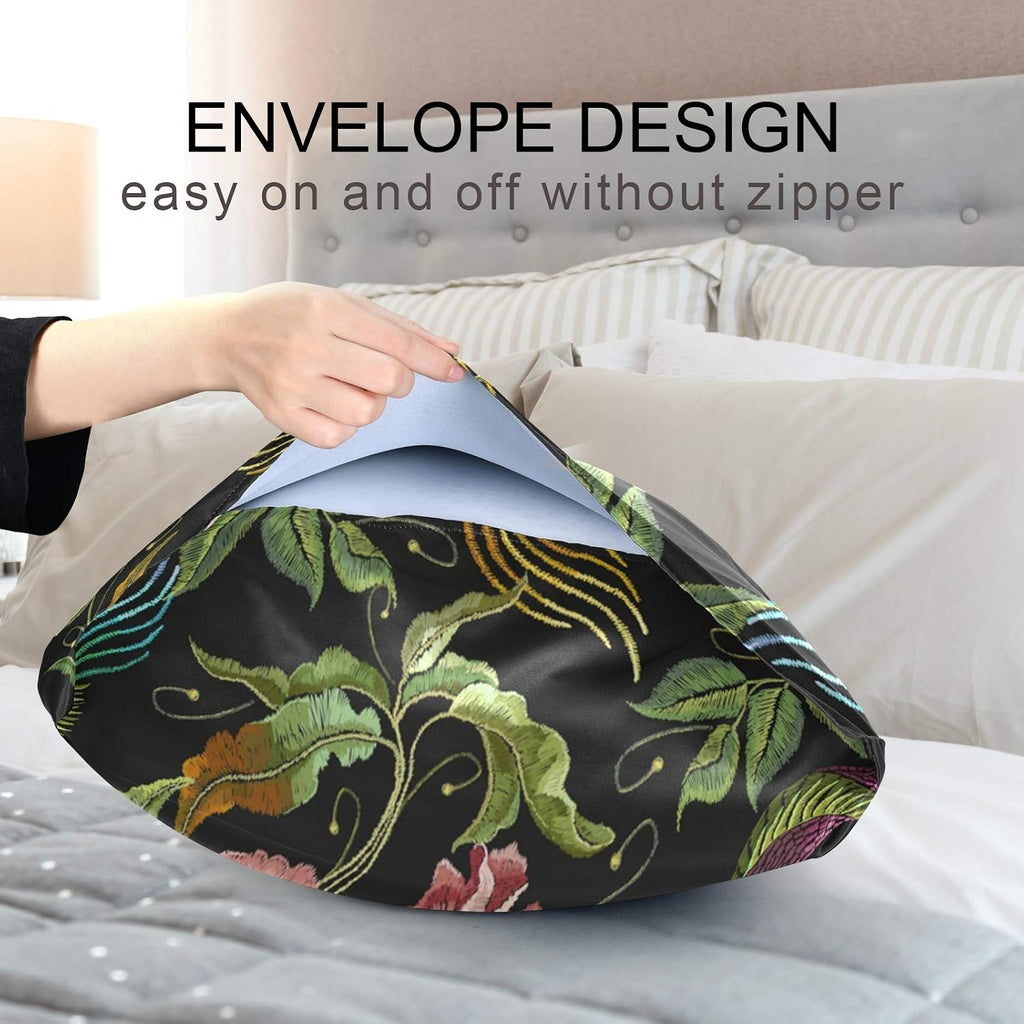Blueangle Embroidery Chinese Dragon Satin Pillowcase for Hair and Skin Silk Pillowcase, Standard Size(20x26 inches) - Satin Pillow Covers…