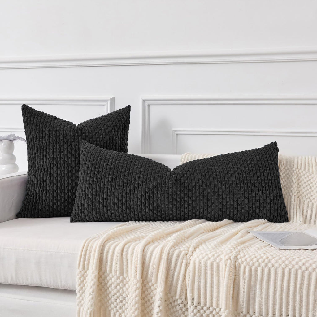 KevinTextile Kevin Textile 20x54 Inch Long Body Lumbar 1 Pack Boho Decorative Throw Pillow Cover Soft Striped Corduroy Rectangle Cushion Ca…
