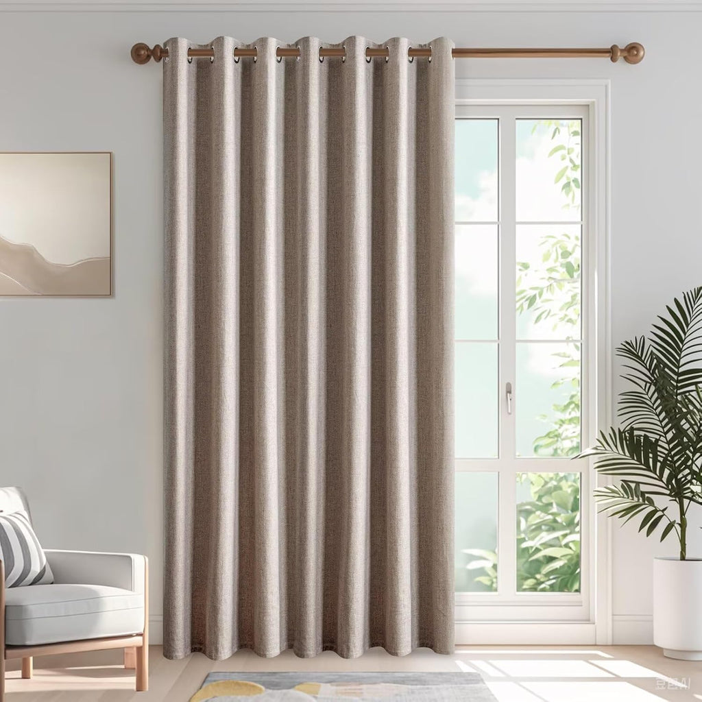 Igemaeve 100% Blackout Curtains for Bedroom 1 Panel, Linen Curtians 108 Inches Long Thermal Insulated, Blackout Grommet Drapes for Living R…