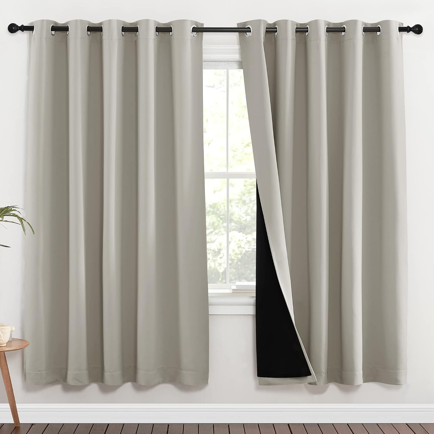 Nicetown 100% Blackout Window Curtain Panels, Full Light Blocking Drapes with Black Liner for Nursery, 72-inch Drop Thermal Insulated Drape…