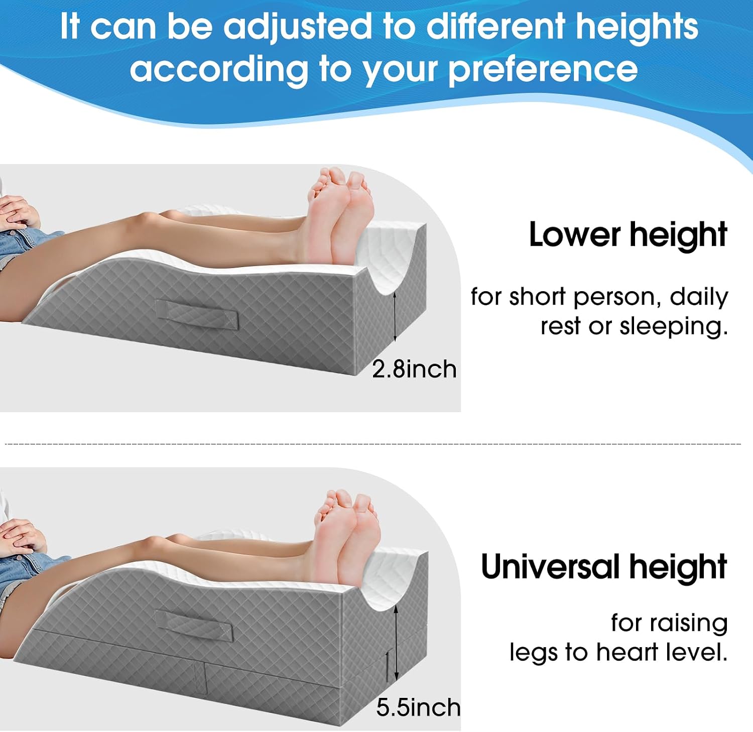 TranquilRelax TranquilRelax Elevation Pillows for Leg After Surgery, Memory Foam Adjustable Wedge Pillow for Injury or Rest, Ankle P…