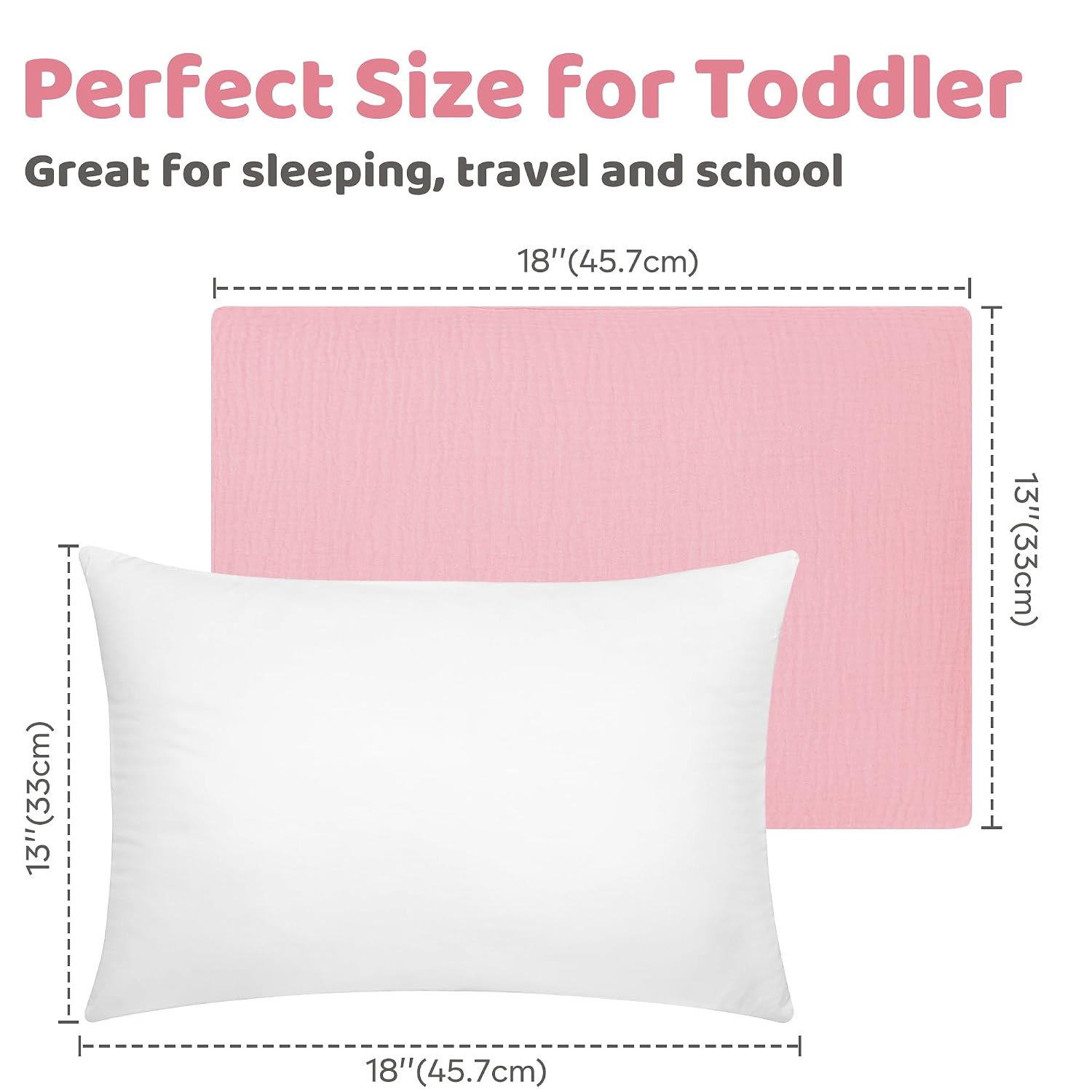 ProGoleem Pro Goleem Toddler Pillow with 100% Muslin Cotton Pillowcase – 13x18 Ultra Soft, Breathable & Machine Washable Kids Pillow for Sl…