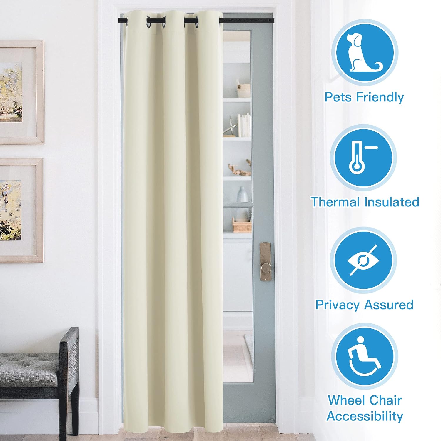 Rybhome RYB HOME Blackout Curtains Thermal Insulating Privacy Temporary Door Curtains for Bedroom Closet Doorway Accordion Door Interior Li…