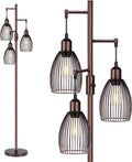 Torondo Dimmable Floor Lamp, Industrial Floor Lamps for Living Room, Brown Tree Lamp Standing Lamp Tall Lamps with 3 Elegant Teardrop…