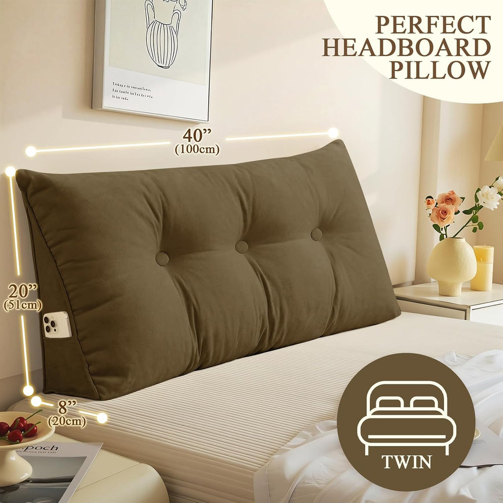 DANGHOOGY Headboard Pillow Twin, Large Triangular Wedge Headboard Pillow for Reading and Resting, Backrest Positioning Support Pillow…