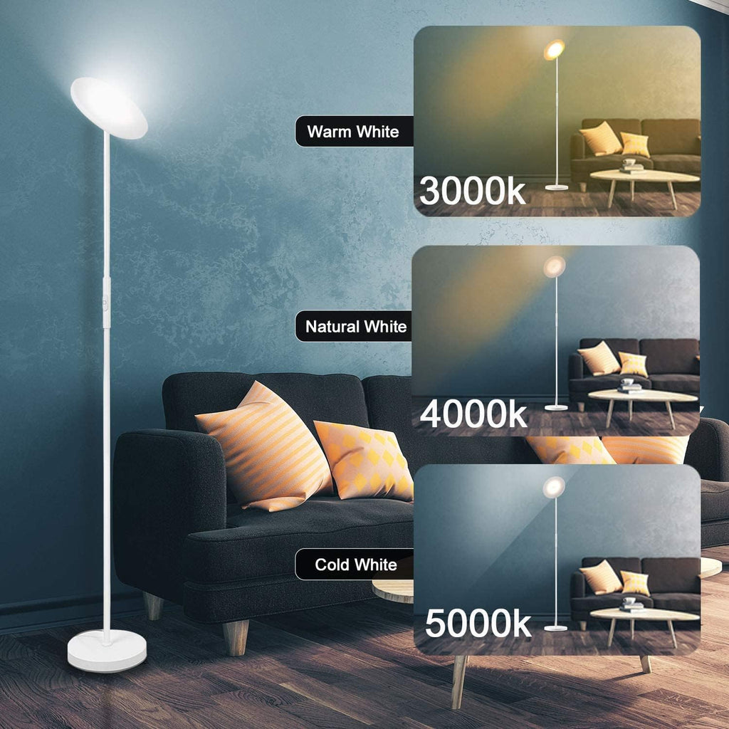 JOOFO Floor Lamp,30W/2400LM Sky LED Modern Torchiere 3 Color Temperatures Super Bright -Tall Standing Pole Light with Remote & Touch…