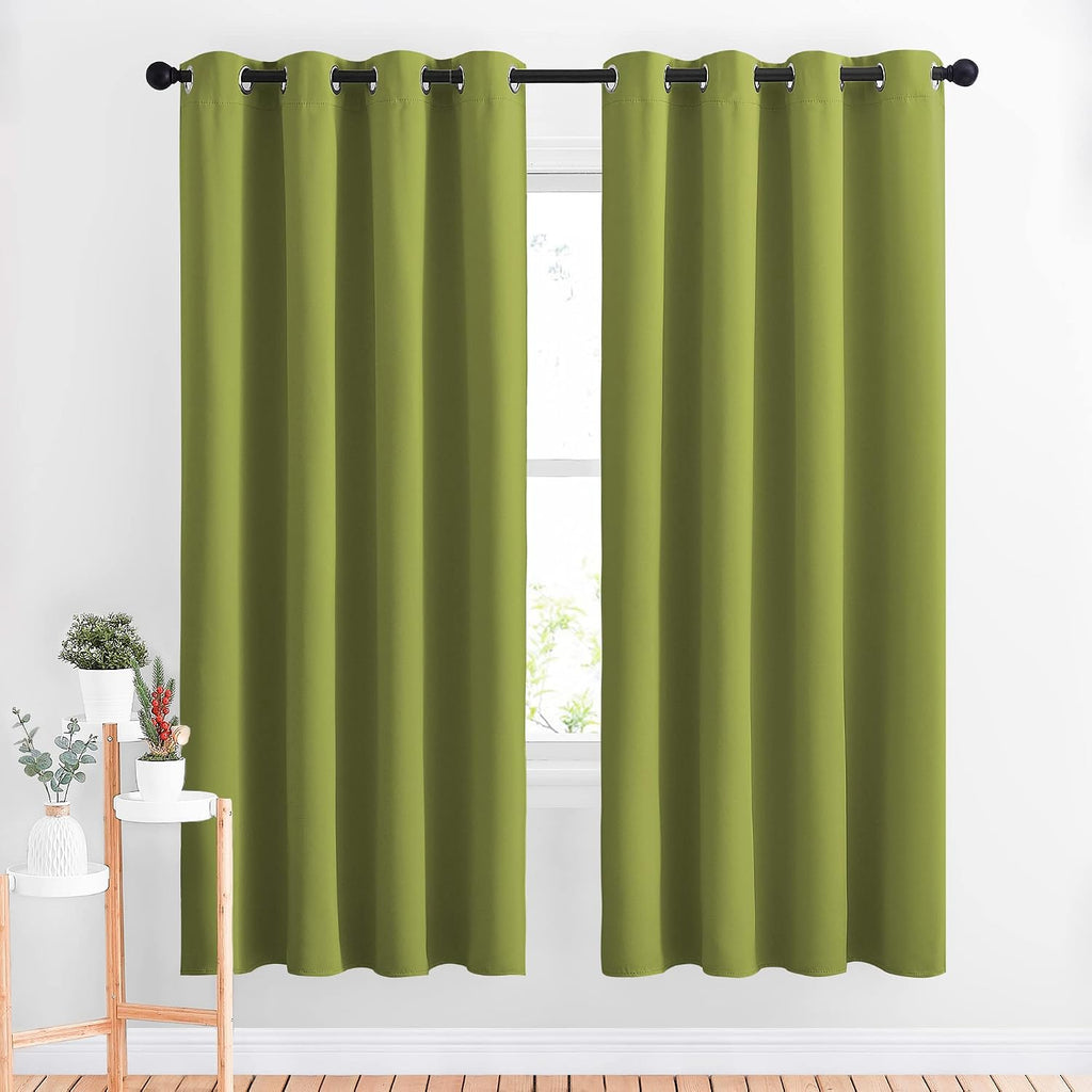 Nicetown Green Blackout Draperies Curtains - Window Treatment Thermal Insulated Solid Grommet Blackout Curtains/Drapes for Bedroom (Set of…