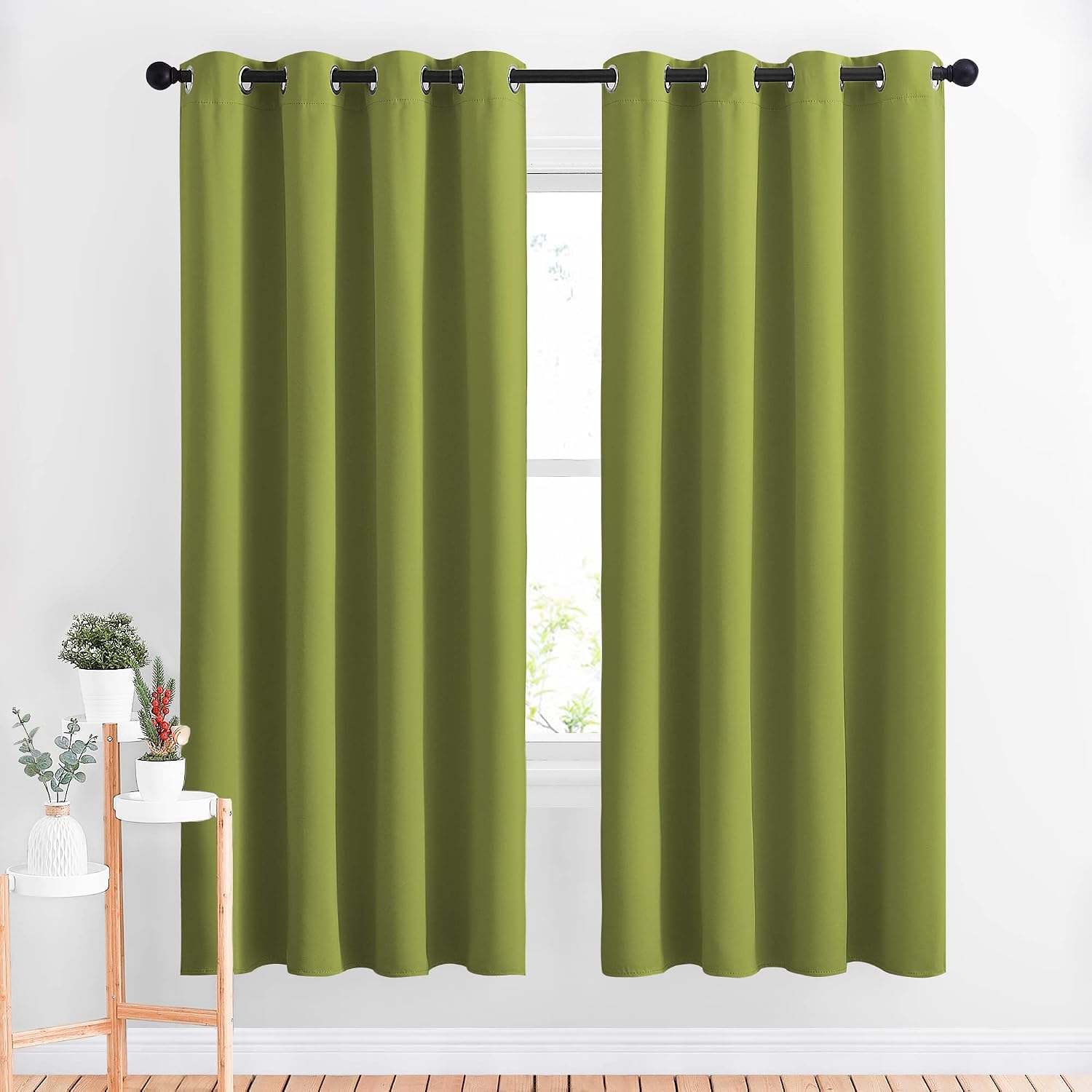 Nicetown Green Blackout Draperies Curtains - Window Treatment Thermal Insulated Solid Grommet Blackout Curtains/Drapes for Bedroom (Set of…