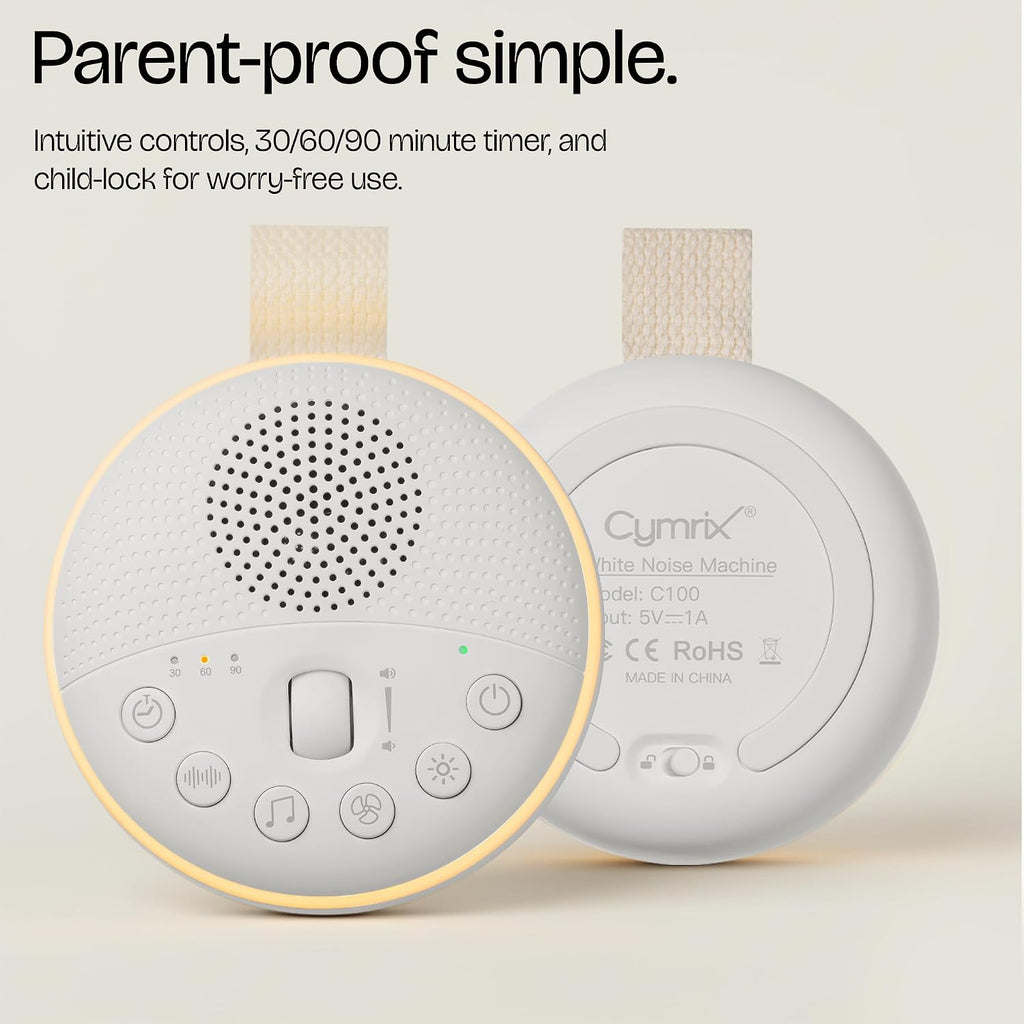 CYMRIX White Noise Machine for Baby & Adults with 21 Relaxing Sounds & Adjustable Night Light, Rechargeable & Portable for…