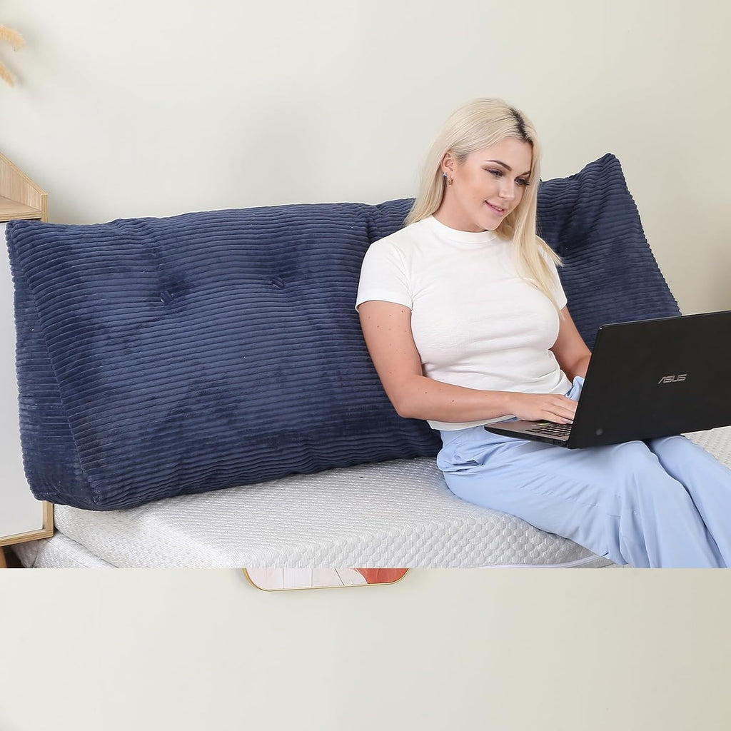 Headboard Pillow Queen, Wedge Headboard Pillow for Bed Sofa, Triangular Backrest Pillow with Removable Cover for Reading, Working…