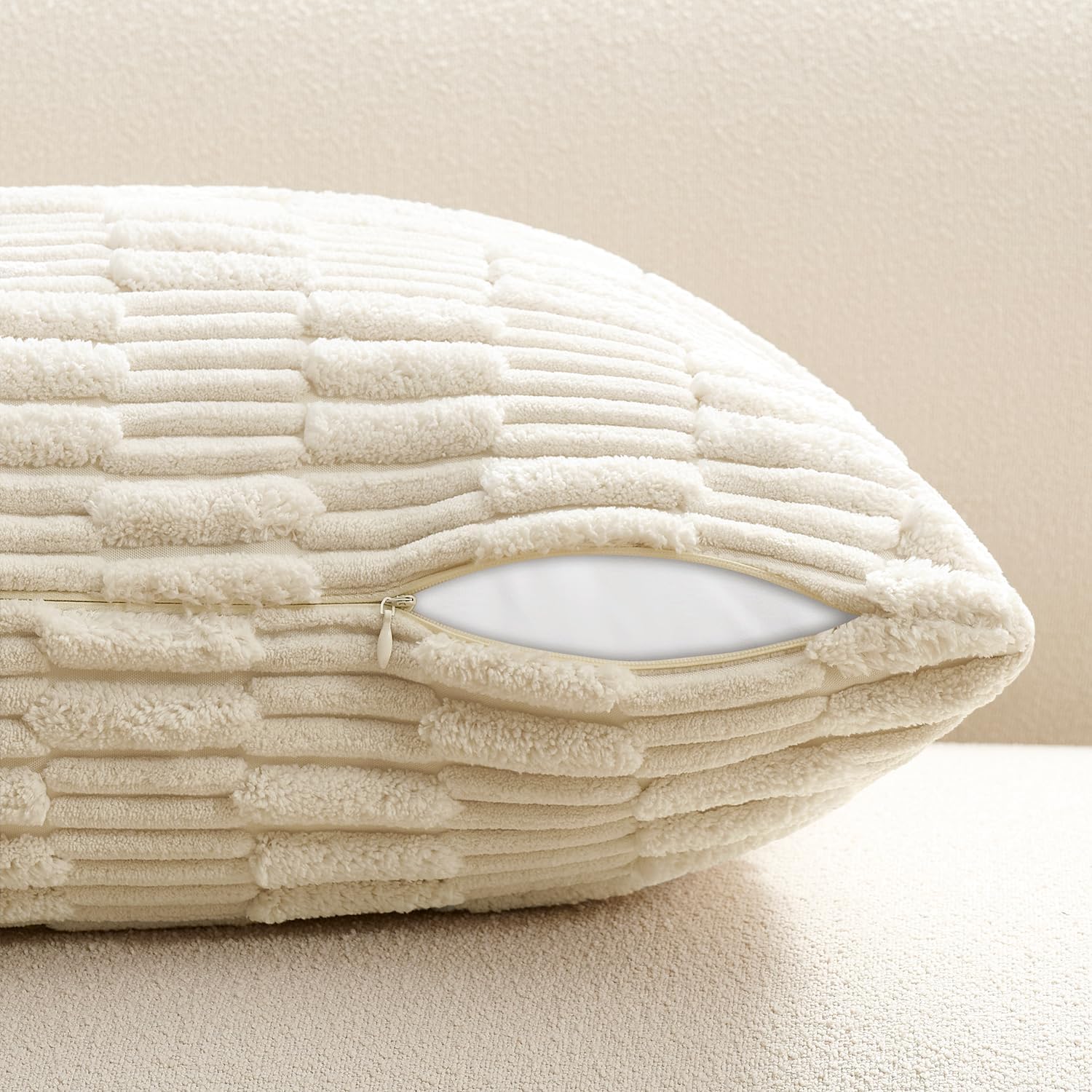 KevinTextile Kevin Textile 14x24 Inch Lumbar Pillow Cover 1 Pack Soft Plush Stripe Decorative Rectangle Cushion Elegant Double-Sided Cordur…