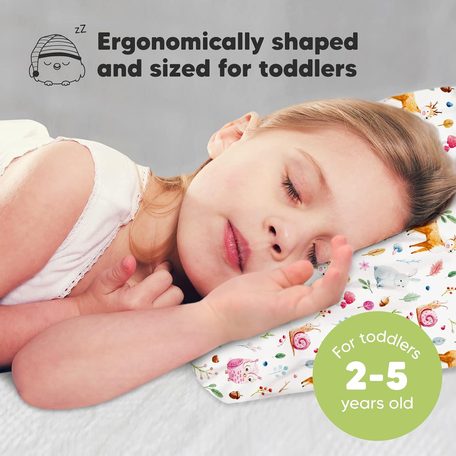 Toddler Pillow with Pillowcase - 13x18 My Little Dreamy Kids Travel Bed Pillows for Sleeping, Organic Cotton Small Pillowcase, Soft &…
