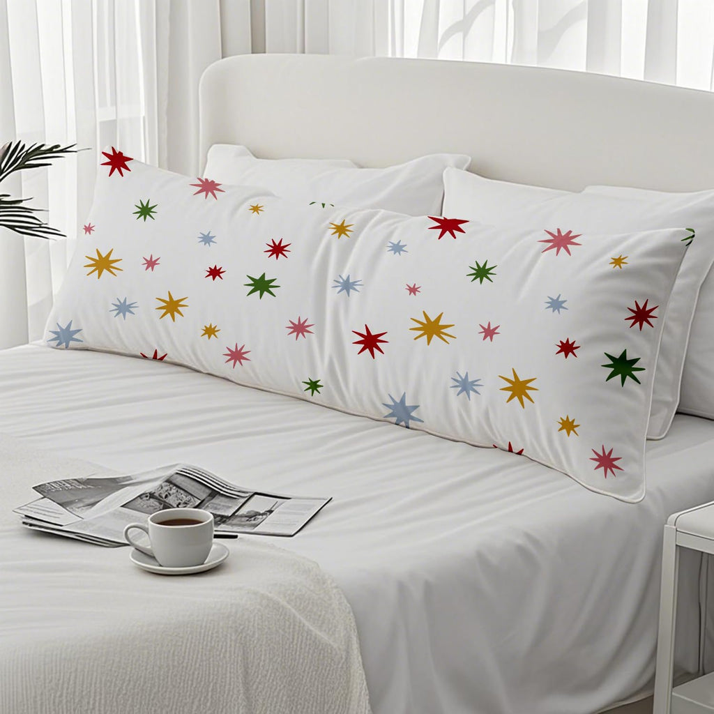 Boho Colorful Stars 20x54 Body Pillow Cover, Mid Century Modern Decorative Long Body Pillow Cases for Kids Girls Room Bedroom Dorm Bed Couch
