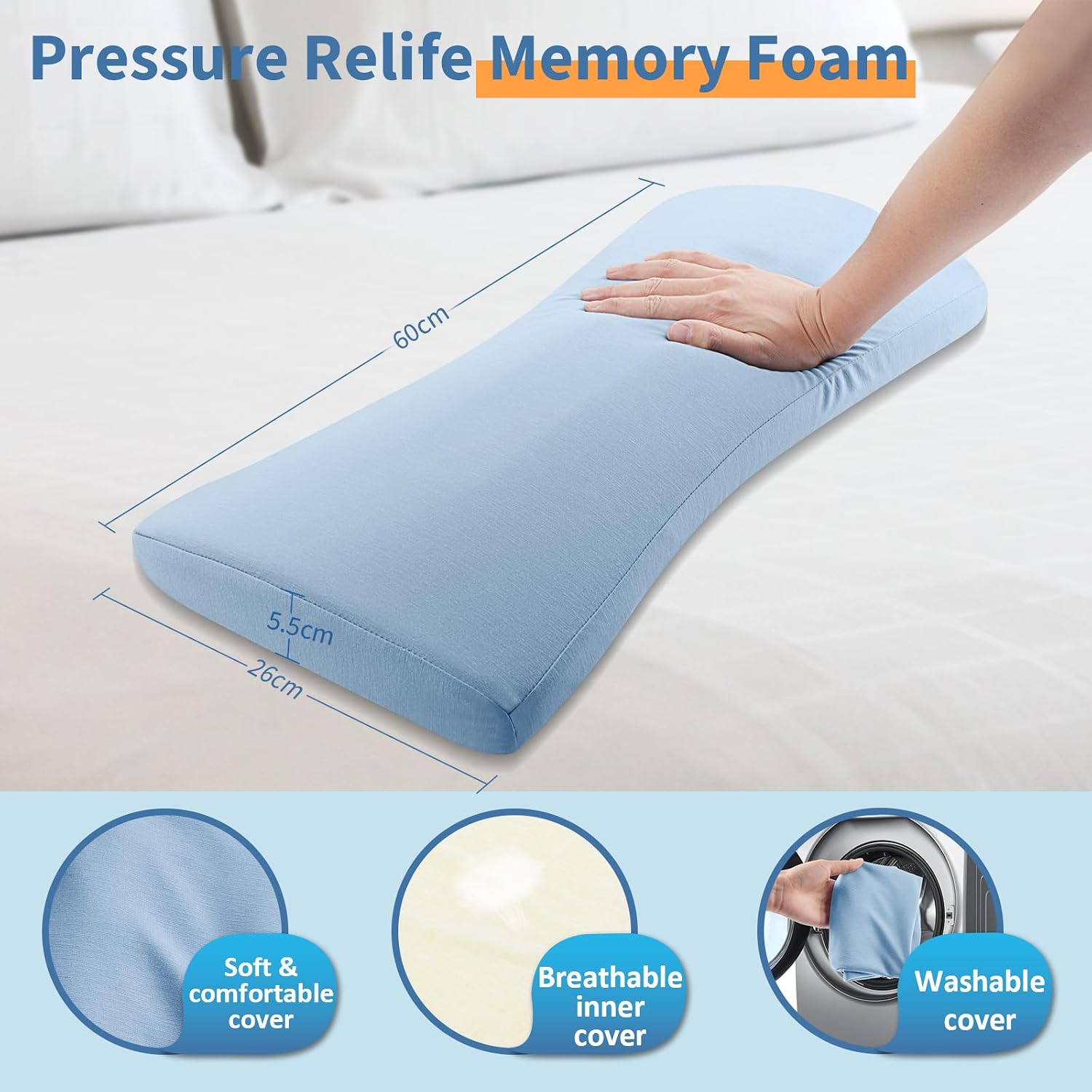 VamorryDirect Lumbar Support Pillow for Bed Relief Back Pain: Lower Back Pillow for Sleeping - Memory Foam Waist Pillow - Back Wedge Bolste…
