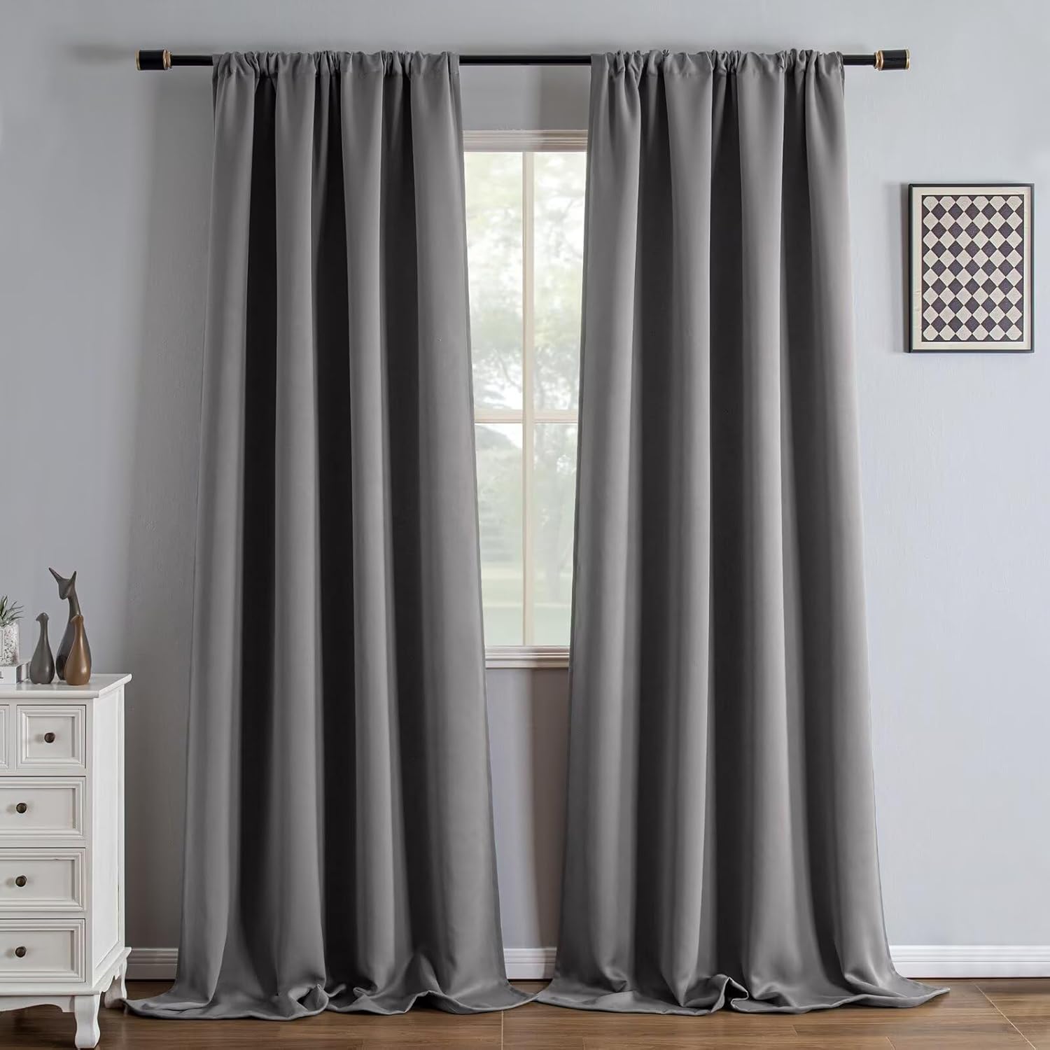 Igemaeve Blackout Curtains 96 Inch Length 2 Panels Set, Black Out Curtains for Bedroom 96 Inch Long, Rod Pocket Energy Saving Room Darkenin…