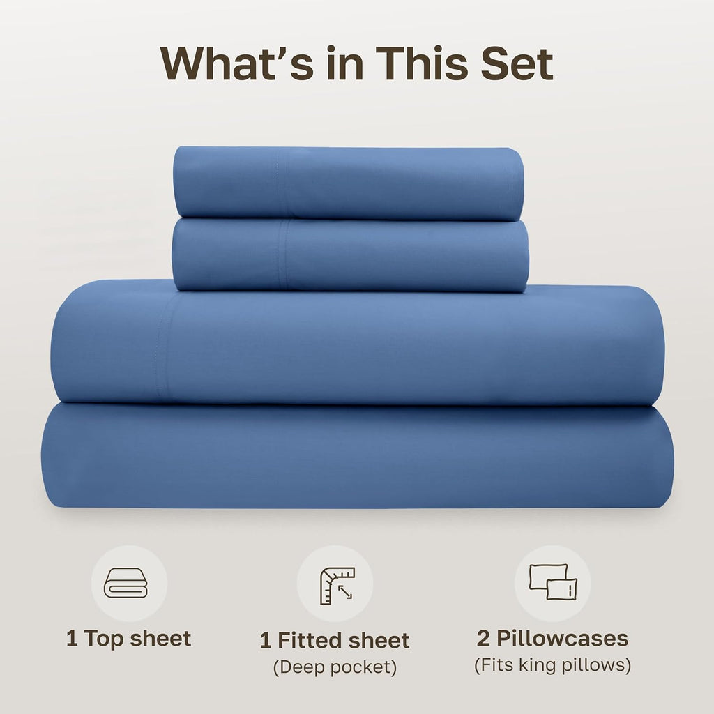 CaliforniaDesignDen California Design Den Soft 100% Organic Cotton Bed Sheets King Size Set - Crisp and Cool Percale, Deep Pocket Organic S…