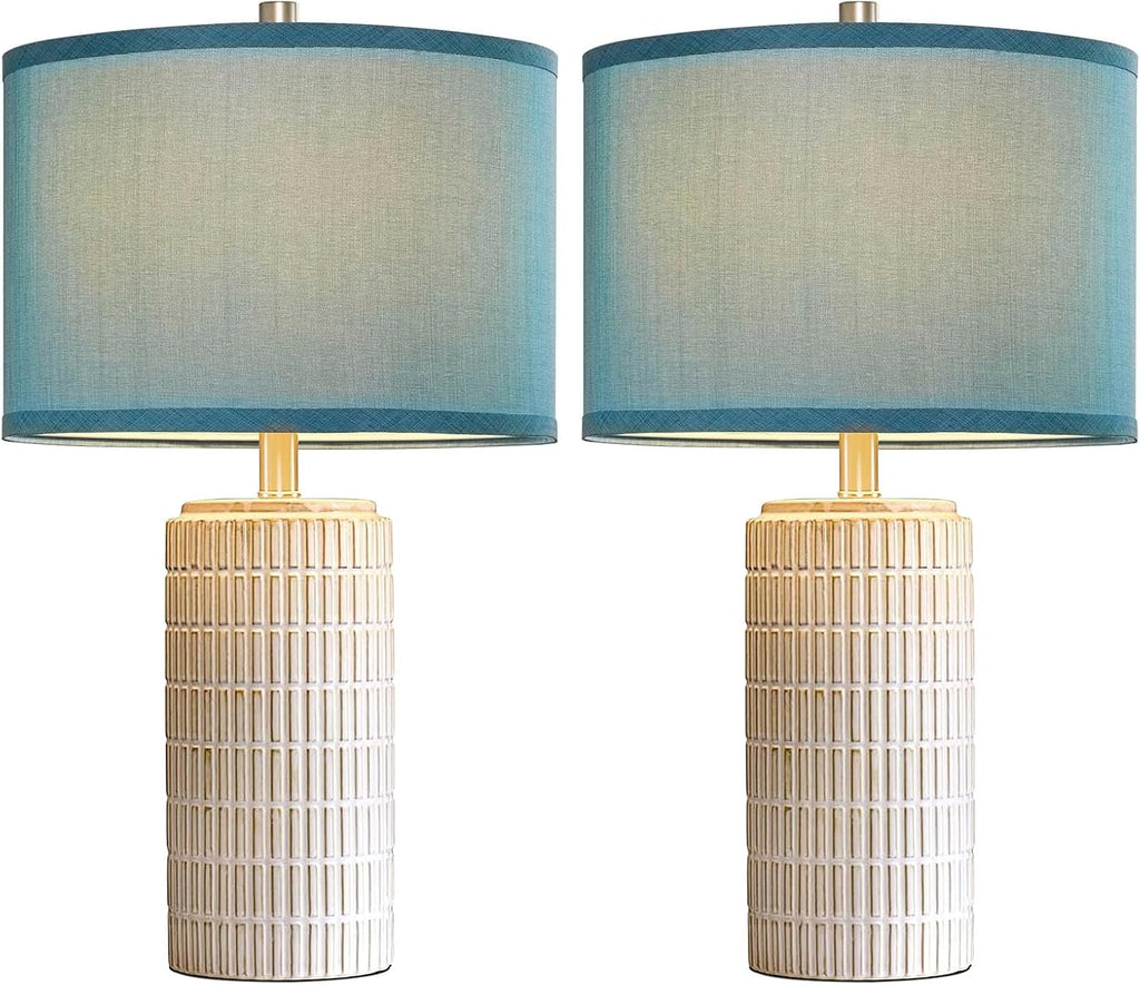 AIEAMPDO 23" Modern Ceramic Nightstand Table Lamps Set of 2, Nautical Lamps for Bedroom Bedside, Side Table Lamps for Living Room, Dining…