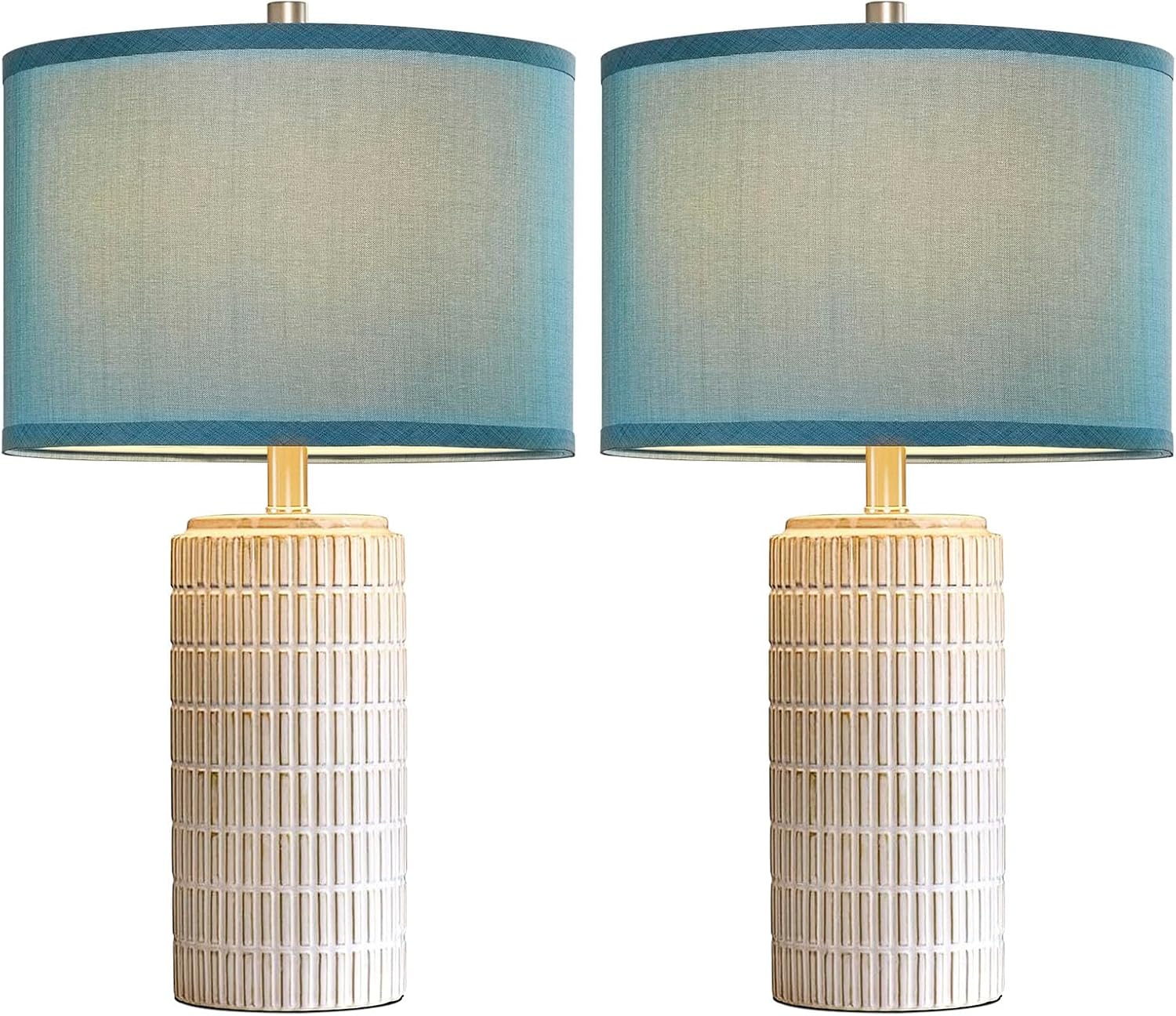 AIEAMPDO 23" Modern Ceramic Nightstand Table Lamps Set of 2, Nautical Lamps for Bedroom Bedside, Side Table Lamps for Living Room, Dining…