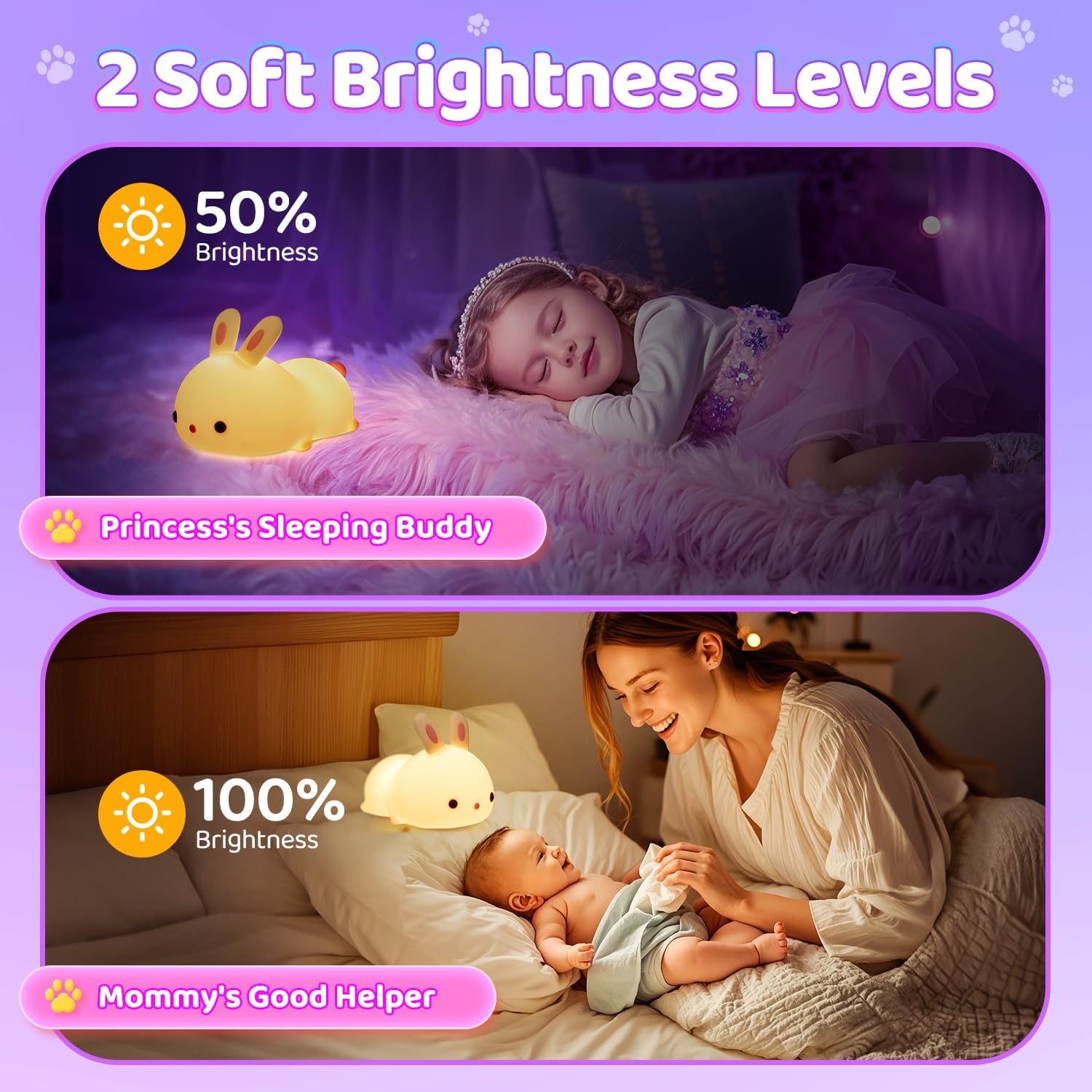 One Fire Night Light for Kids Bunny Toys, 16 Colors Squishy Bunny Lamp, Soft Silicone Bunnies Stuff,1200mah Dimmable Bunnies Cute Lamp…