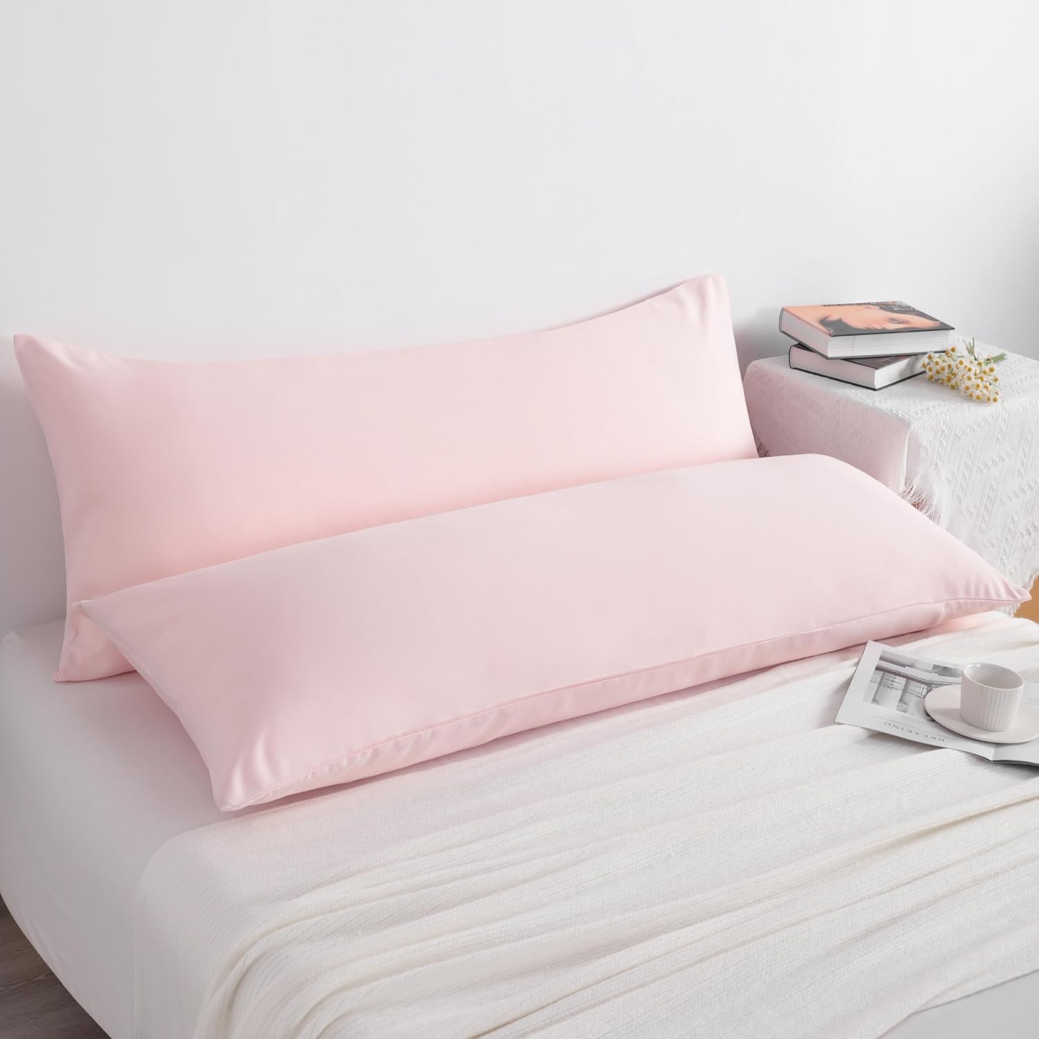 Ntbay Body Pillow Cases Set of 2, 2 Pack Brushed Microfiber 20x54 Pillow Cases, Soft, Wrinkle, Fade, Stain Resistant Blush Pink Pillow Case…