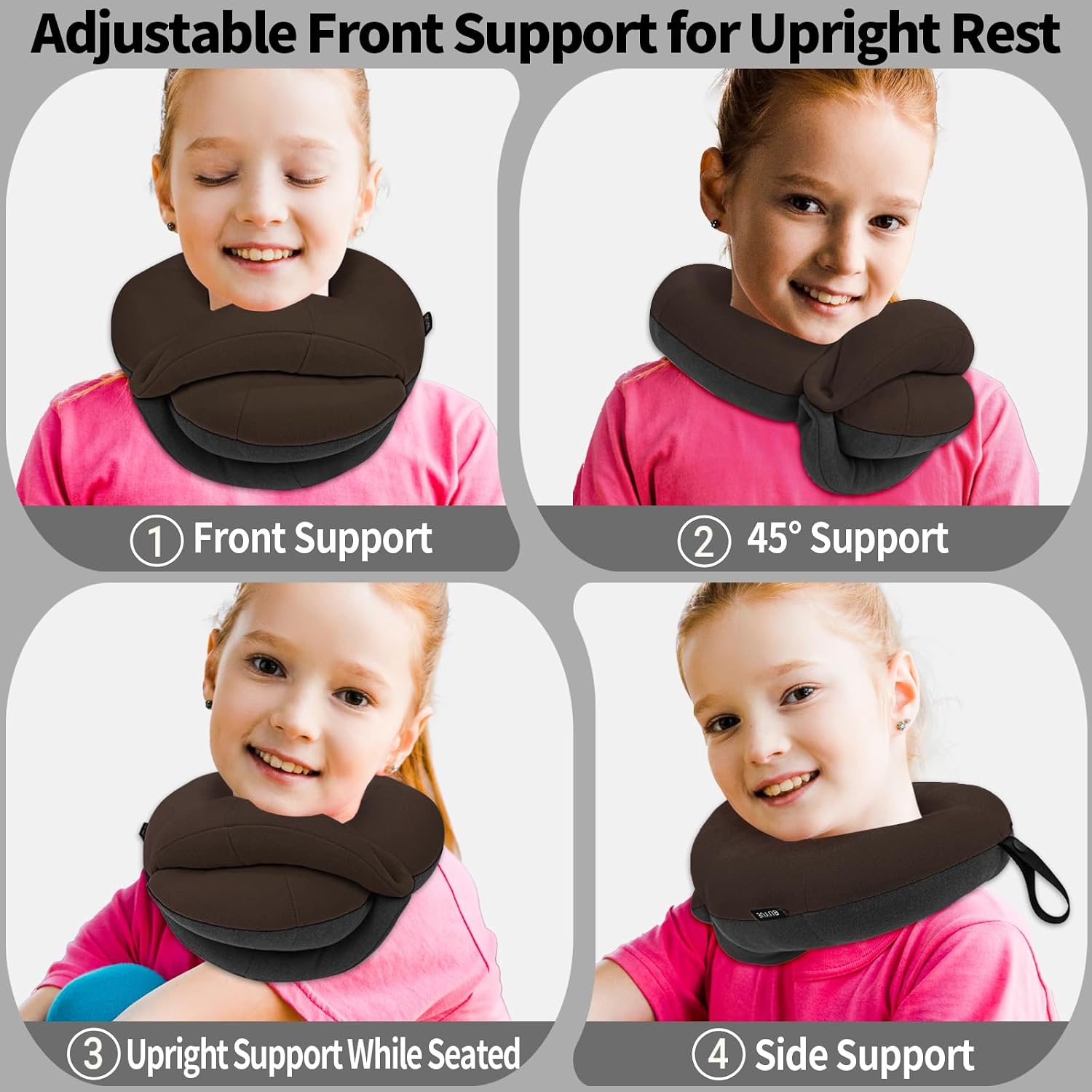 BUYUE Kids Travel Pillows for Airplane, Memory Foam 360° Head Support Sleeping Essentials for Boys Long Flight, Skin-Friendly Soft Neck…
