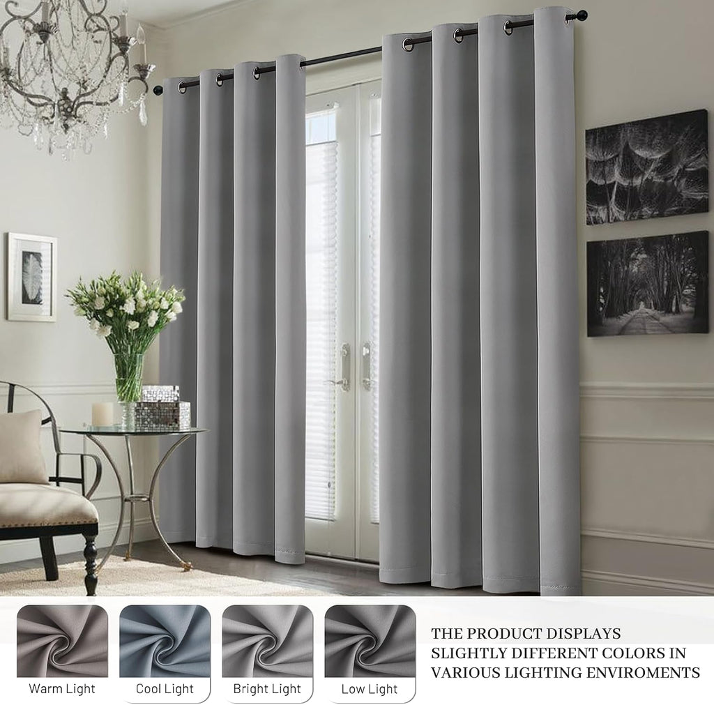 Yakamok 100% Blackout Curtain Panels 63 inches Cold and Light Blocking Drapes for Nursery, 2 Thick Layers Thermal Insulated Draperies (2 Pi…