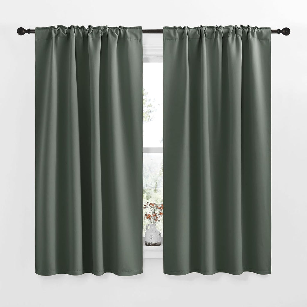 NICETOWN Short Curtains for Kitchen Window - (Dark Mallard Color) W34 x L48, Double Panels, Home Decoration Light Blocking Thermal…