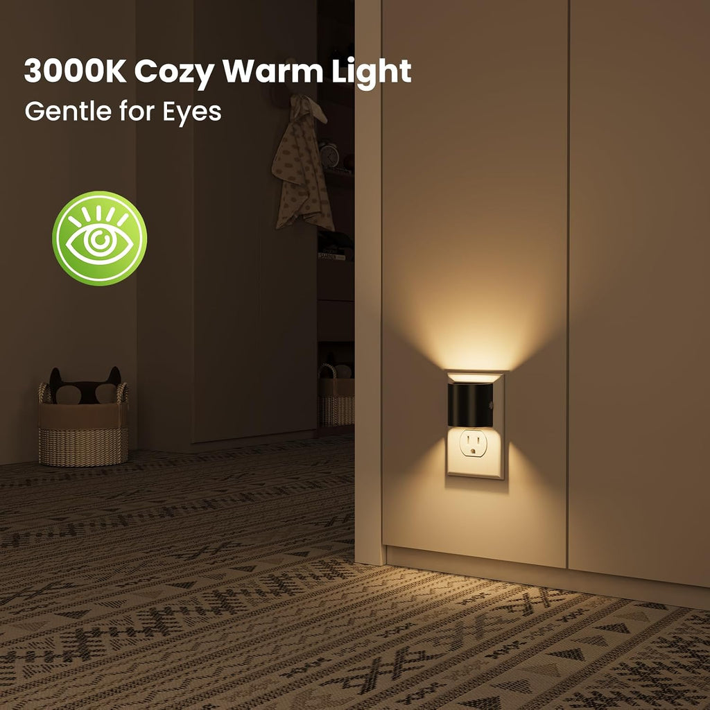 Night Lights Plug into Wall, LED Night Light 2 Pack, Soft Glow Night Lights with Dusk to Dawn Sensor, 3-Level Dimmable Nightlight, Up &…