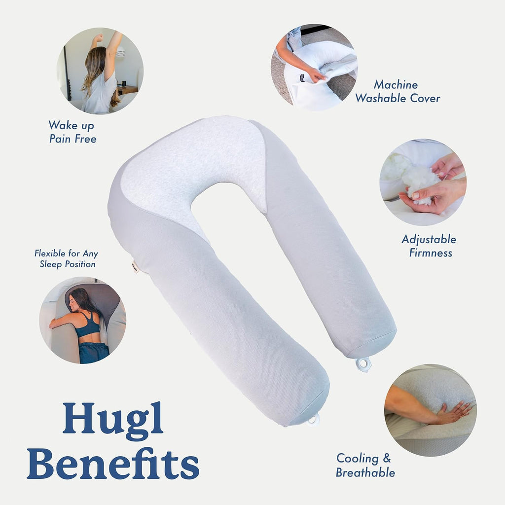 Plufl Hugl Cooling Body Pillow & Breeze Cooling Blanket Set | U-Shaped Memory Foam Pillow for Side Sleepers & Pregnancy | Lightweight…