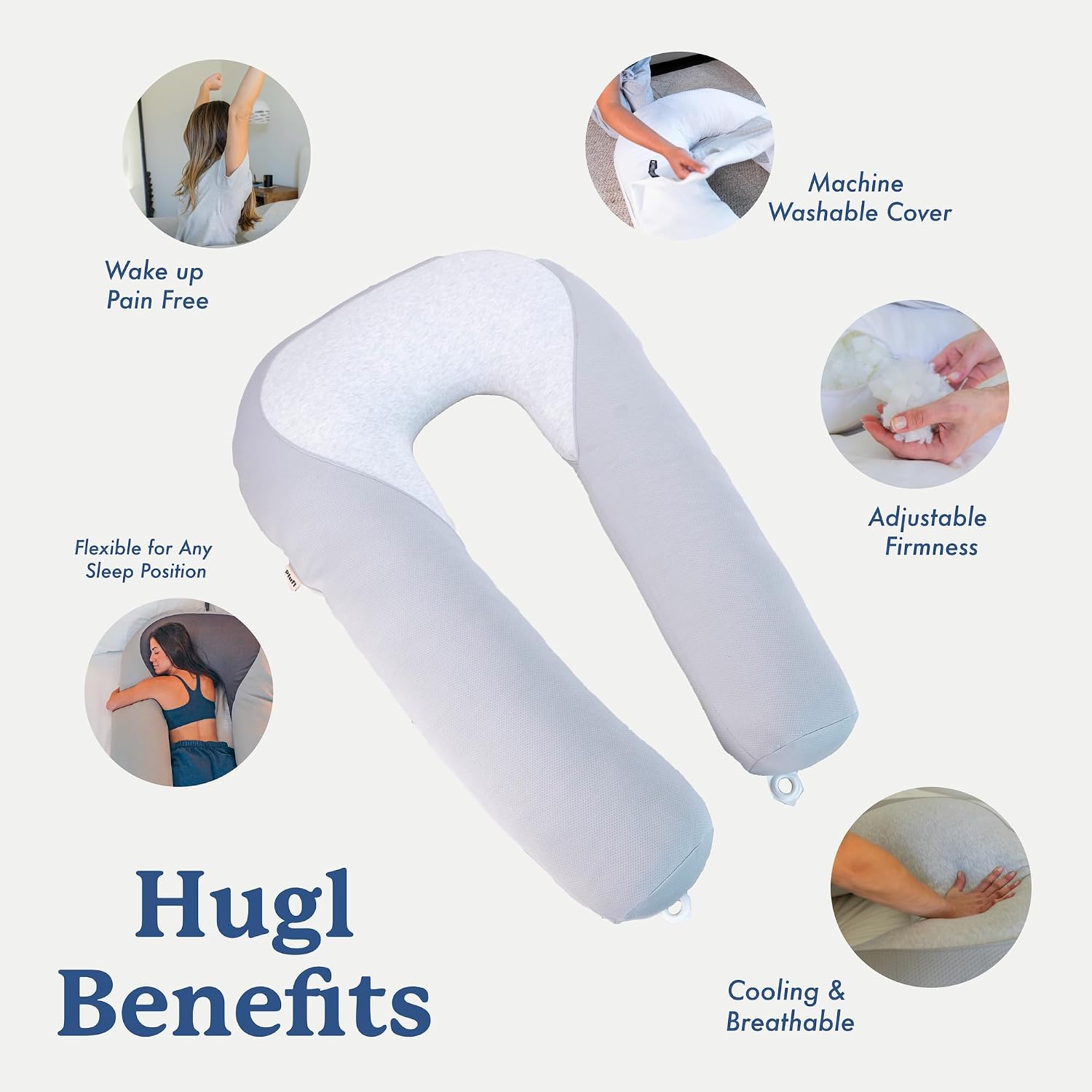 Plufl Hugl Cooling Body Pillow & Breeze Cooling Blanket Set | U-Shaped Memory Foam Pillow for Side Sleepers & Pregnancy | Lightweight…