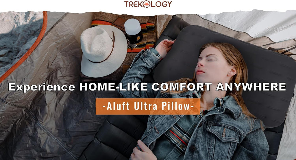 TREKOLOGY Camping Pillow - Large Inflatable (24"x15") for Home-Like Comfort, Portable & Ergonomic, Easy to Clean, Durable & Leak-Proof…