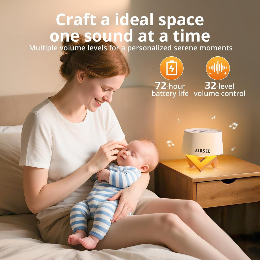 AIRSEE White Noise Sound Machine for Baby Adults, 31 Soothing Sounds 2000mAh Battery 4-Level Night Light Sound Machine, Timer & Memory…