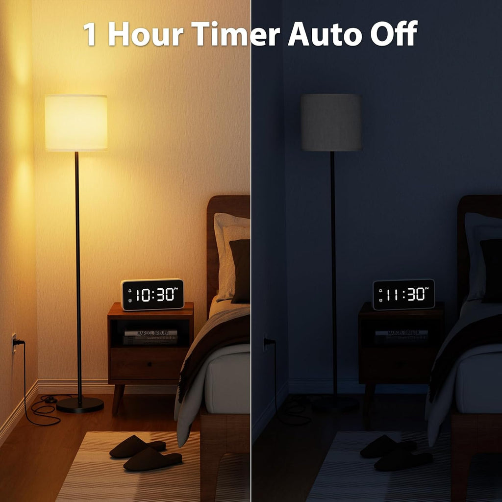 Keepsmile Dimmable Floor Lamps for LivingRoom with 12W LED Bulb, Foot Switch, Remote Custom Color Temperature Floor Light, Linen Shade…