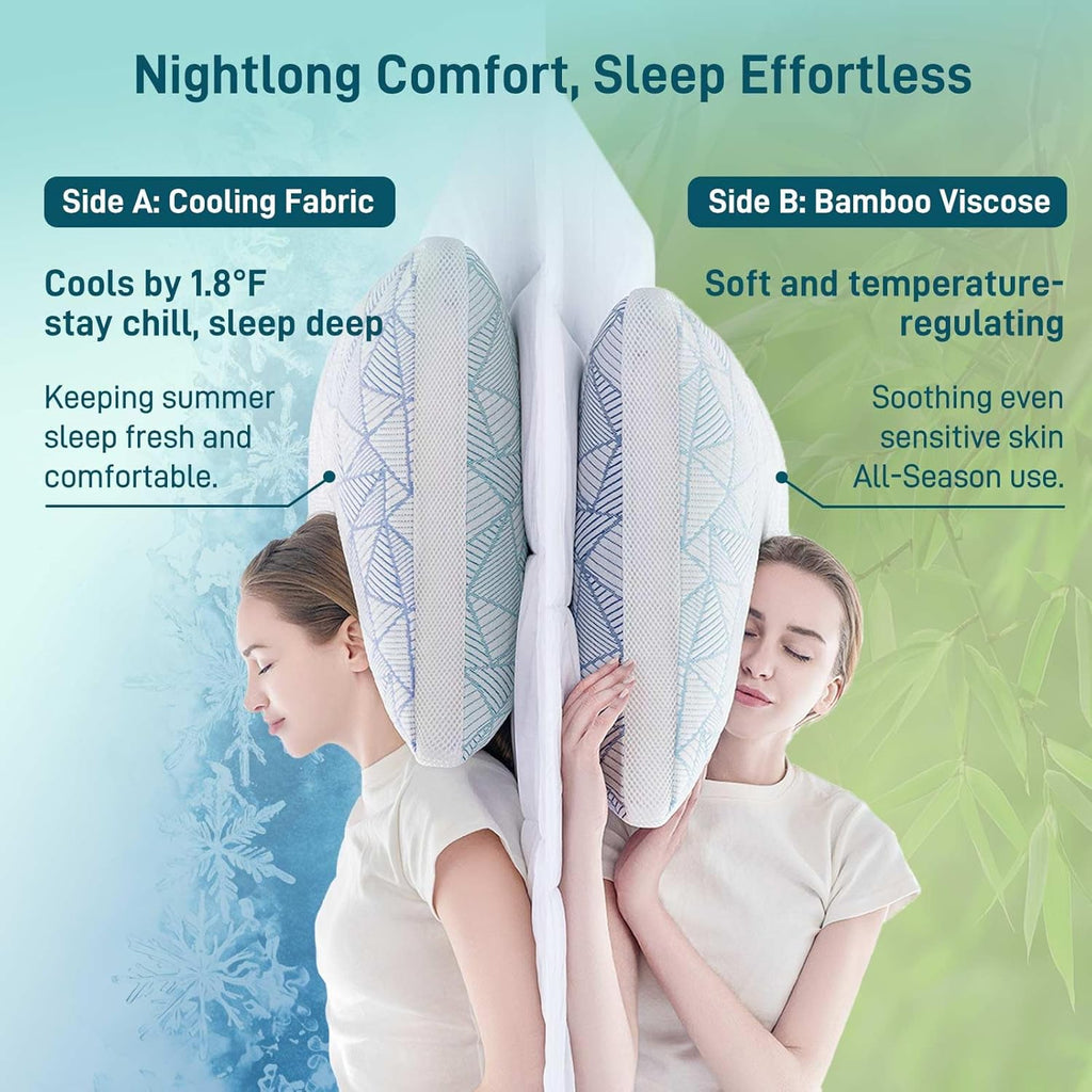 Sylvaris Shredded Memory Foam Cooling Soft Bamboo Viscose Pillow King Size, Adjustable Hypoallergenic Hotel Quality Bed Pillow for Side…