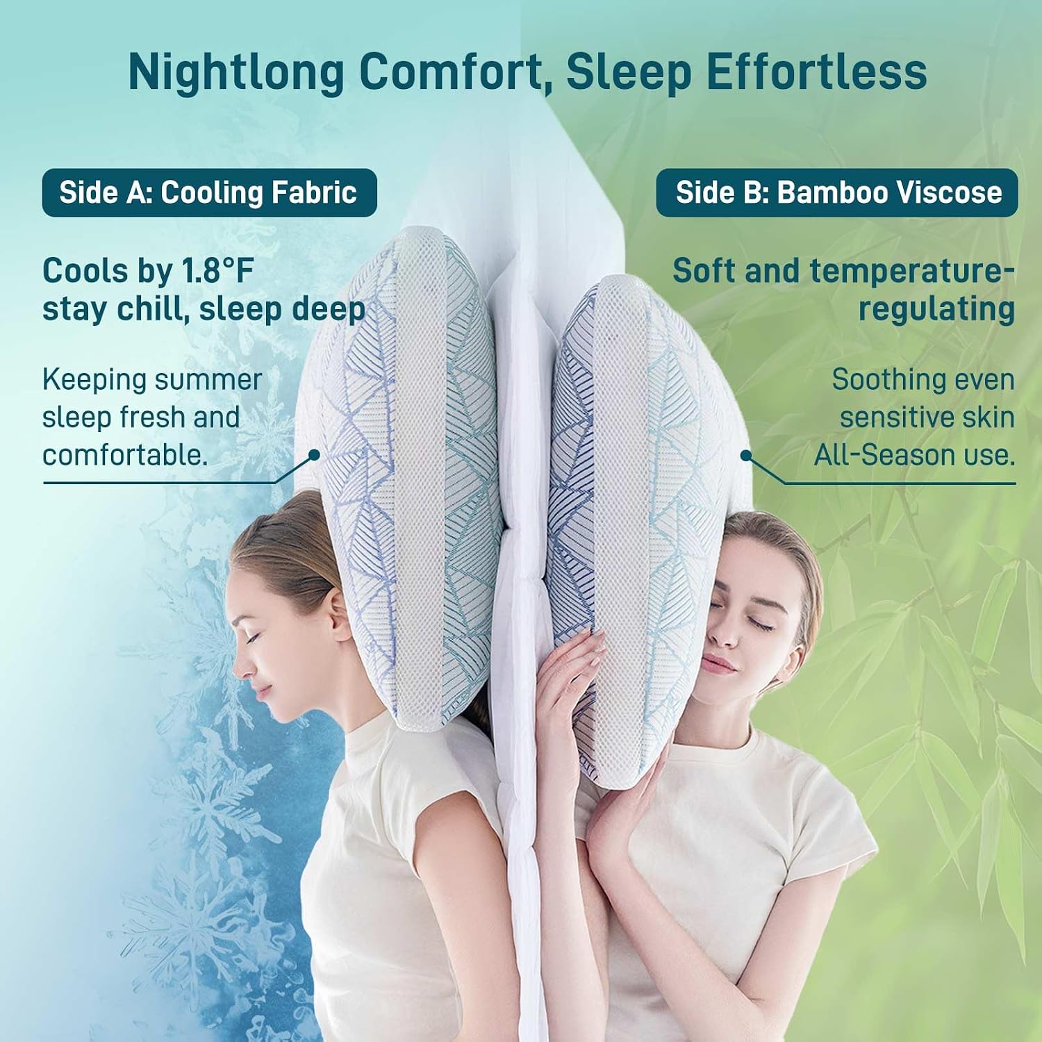 Cotelovo Shredded Memory Foam Cooling Soft Bamboo Viscose Pillows Adjustable Hypoallergenic Hotel Quality Pillows for Stomach, Back or…