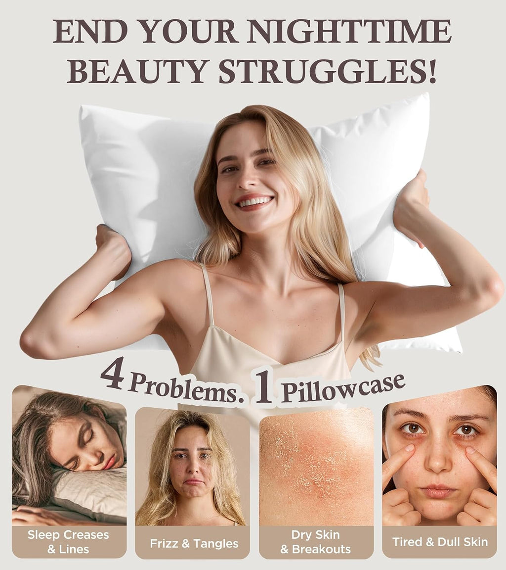 Rifens Instant Chill Cooling Pillowcase for Hot Sleepers, 2% HA Infused Pillowcase Hydrates Skin & Hair, Reduces Wrinkles & Frizz, Softer T…