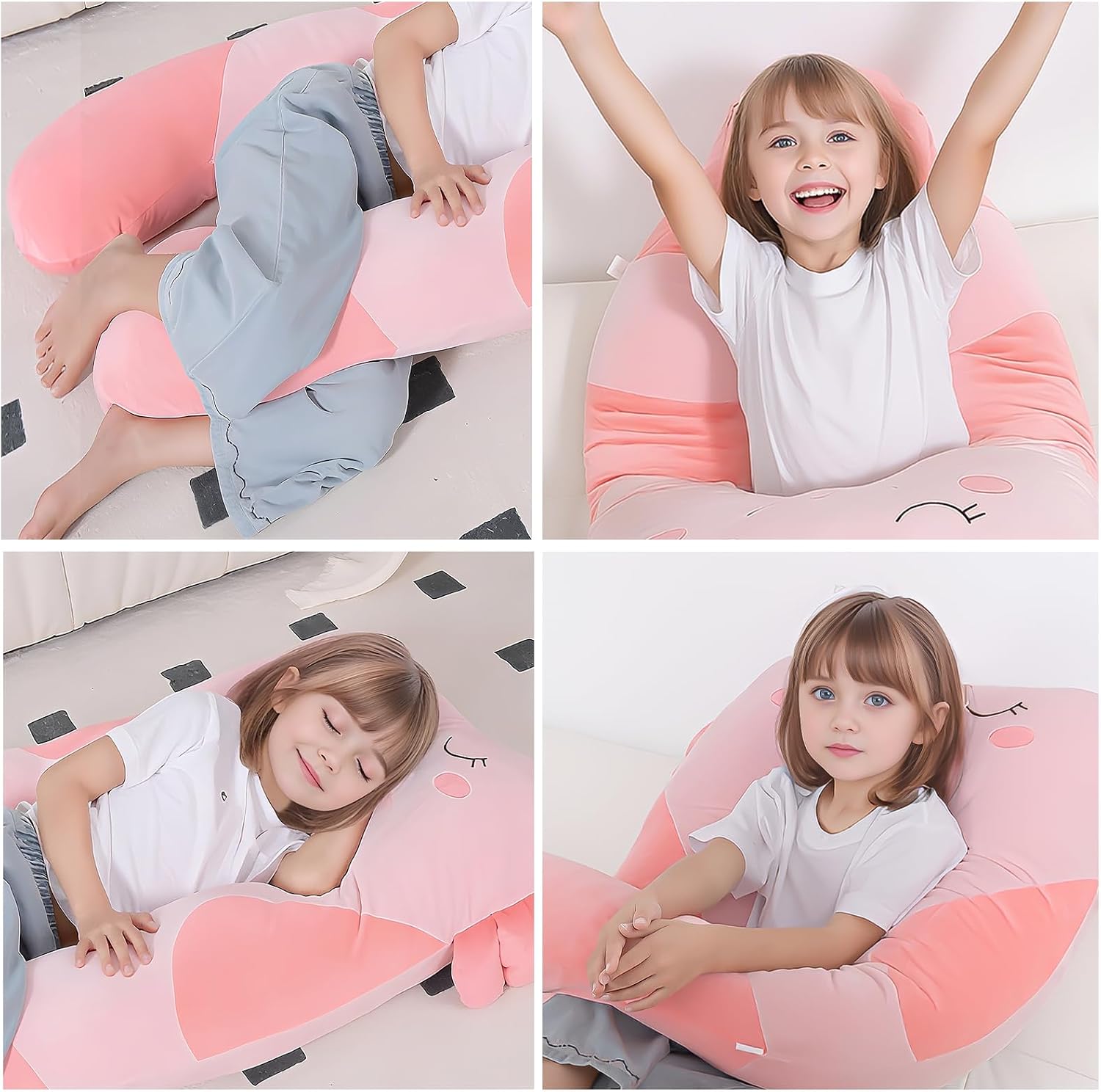 47x23 inch U Shaped Long Plush Body Pillows for Kids, Stuffed Animal Axolotl Soft Large Pillow for Sleeping, Big Cute Plushies, Washable…