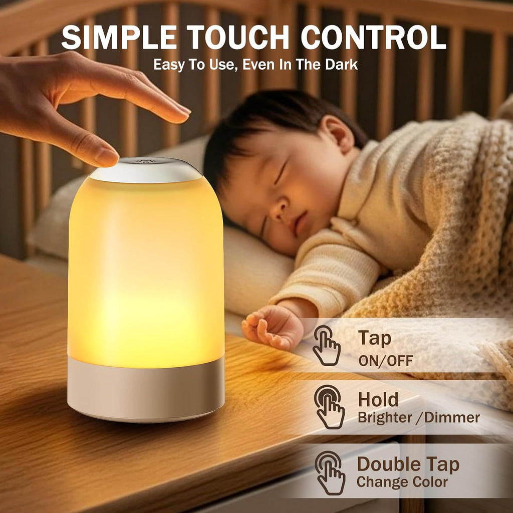 Bedside Touch Night Light, Baby Nursery Nightlight for Kids Adults, Egg Light with Timer, Dimmable Small Cordless Table Lamp for…