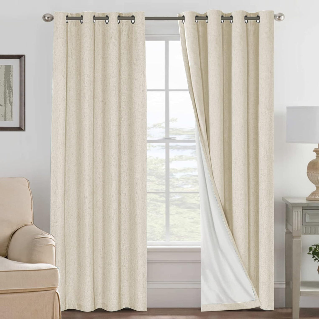 H.VERSAILTEX Curtains for Bedroom Black Out Thermal Insulated Linen Textured Curtains Room Darkening Curtain Living Room Curtain 2 Panel…