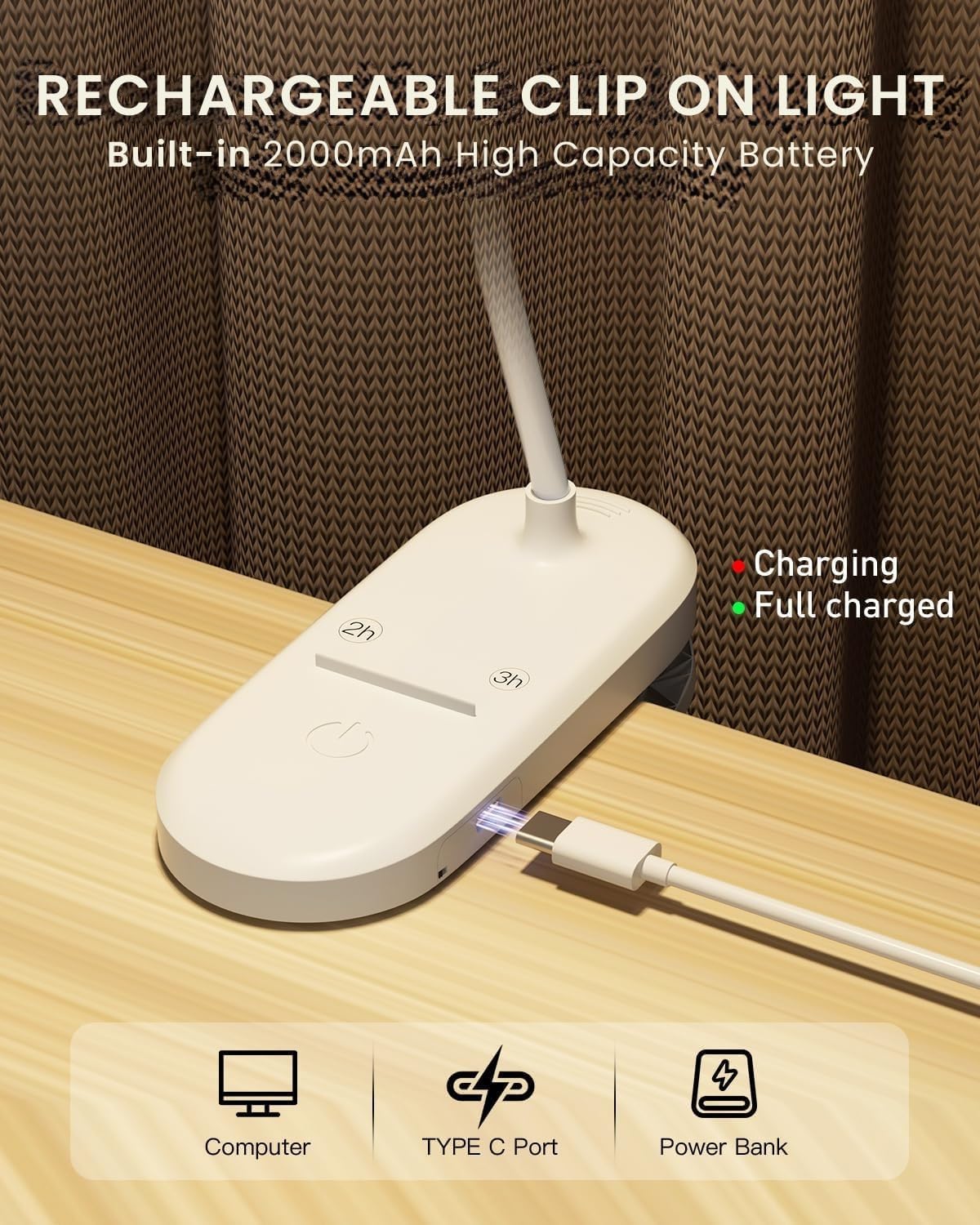 Haigvel Red Light for Sleep Book Lights for Reading at Night, 630nm Eye comfort Headboard Clip on Lamp, Rechargeable Bed Lights for…