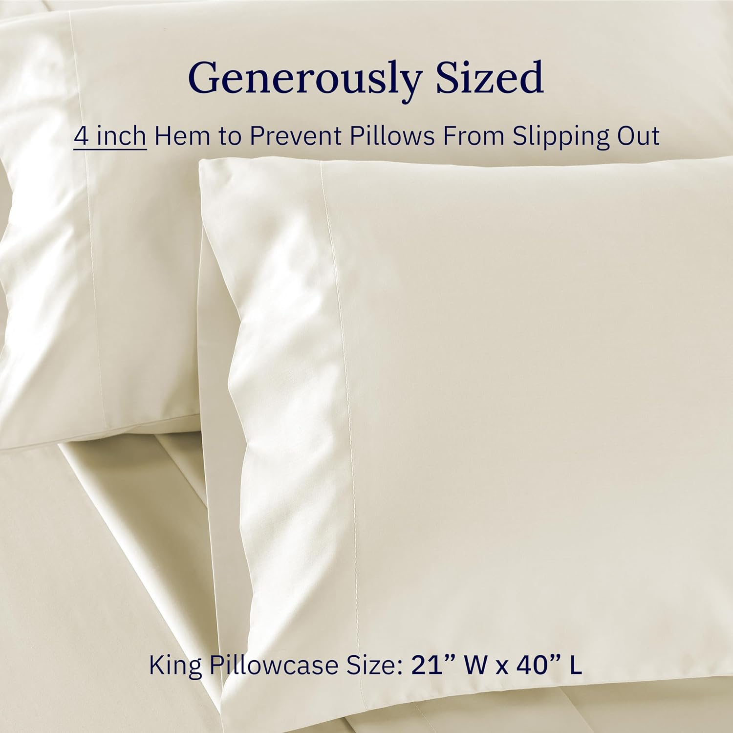 CALIFORNIA DESIGN DEN Soft & Silky 500 Thread Count 100% Cotton Sateen, Cool & Smooth with A Classic Opening, Set of 2 King Pillow Cases…
