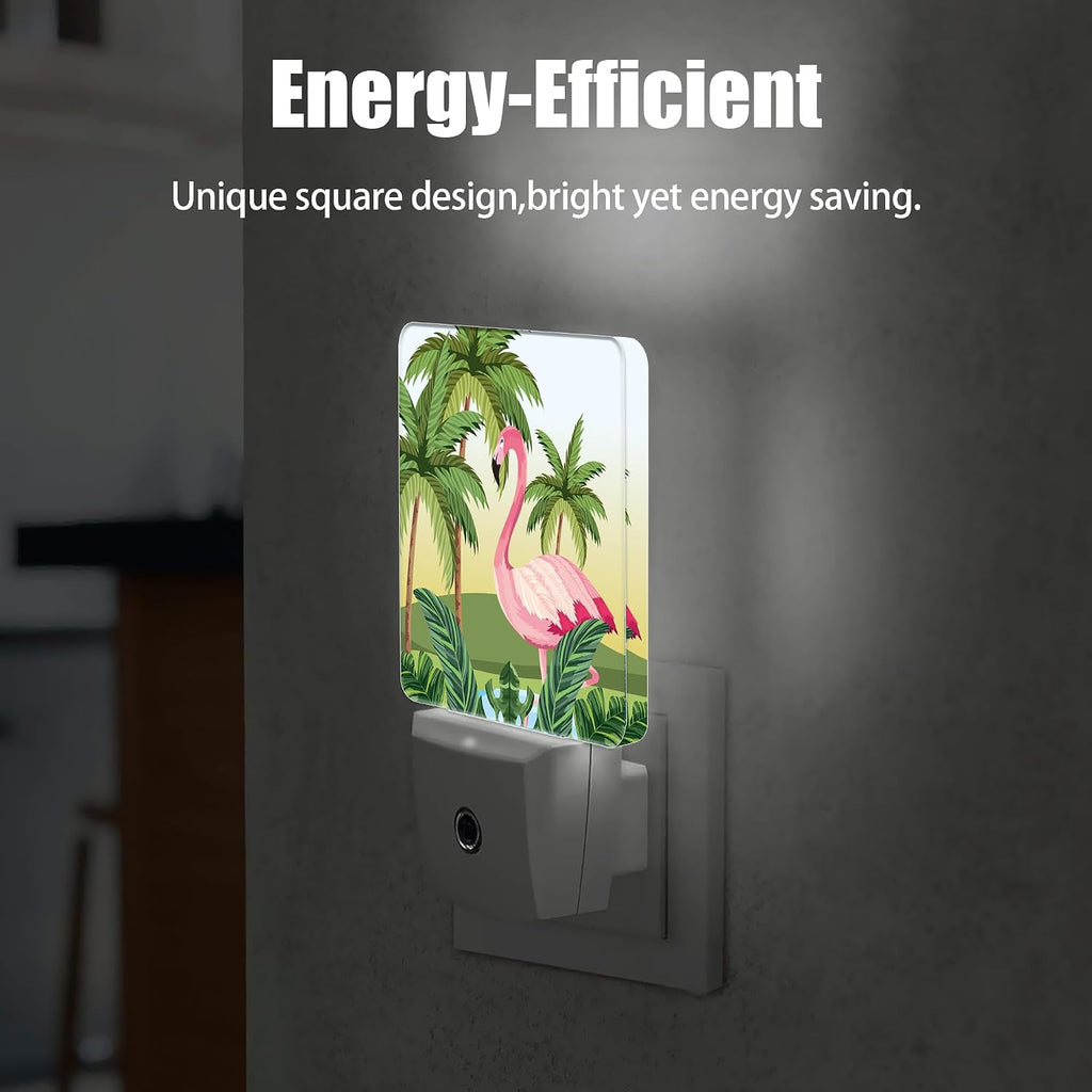Tropical Flamingo Cartoon Night Light, Dusk to Dawn Smart Sensor Nightlight for Bedroom Bathroom Kitchen Hallway Stairs Hallway, Plug-in…