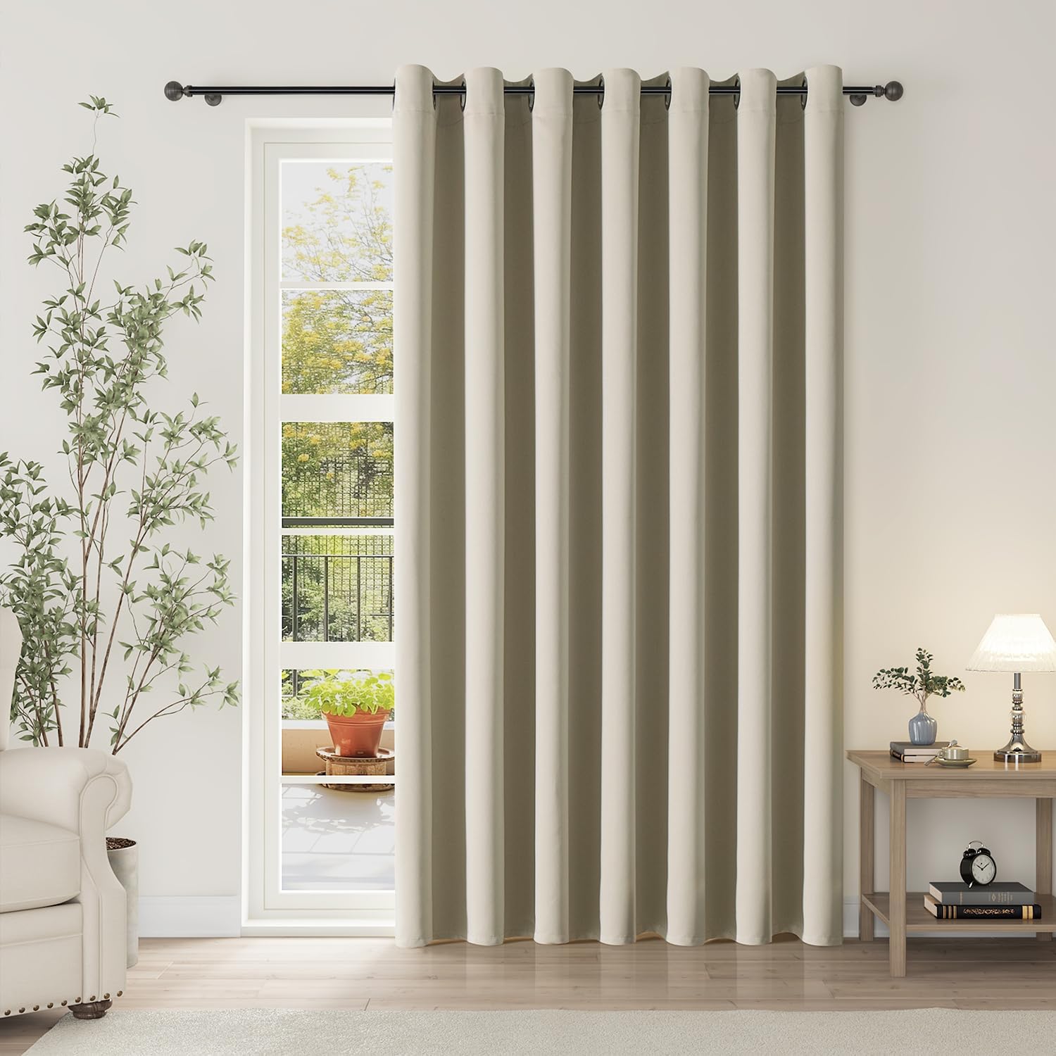 ChrisDowa Room Divider Curtain 96 Inches Long, Wide Blackout Sliding Door Curtain for Bedroom, Room Darkening Privacy Window Curtain for Pa…