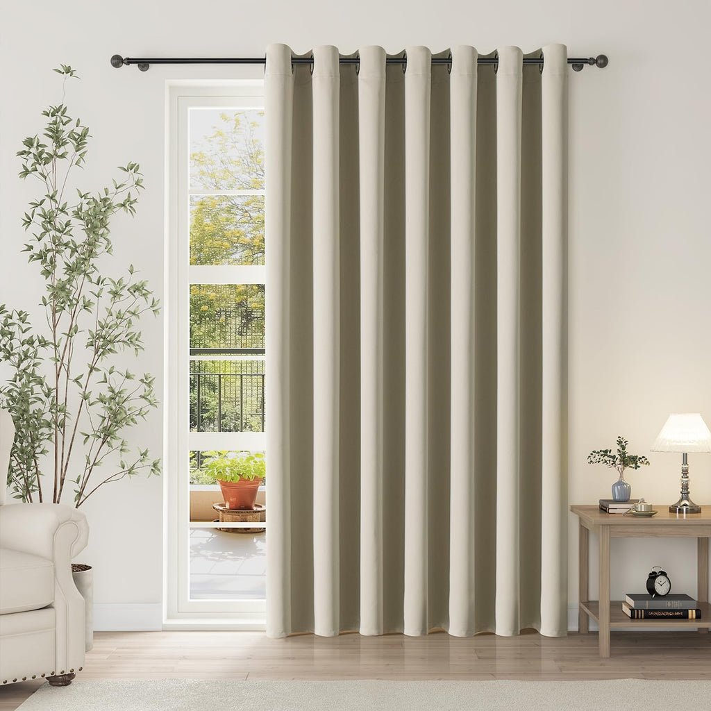 ChrisDowa Room Divider Curtain 90 Inches Long, Wide Blackout Sliding Door Curtain for Bedroom, Room Darkening Privacy Window Curtain for Pa…