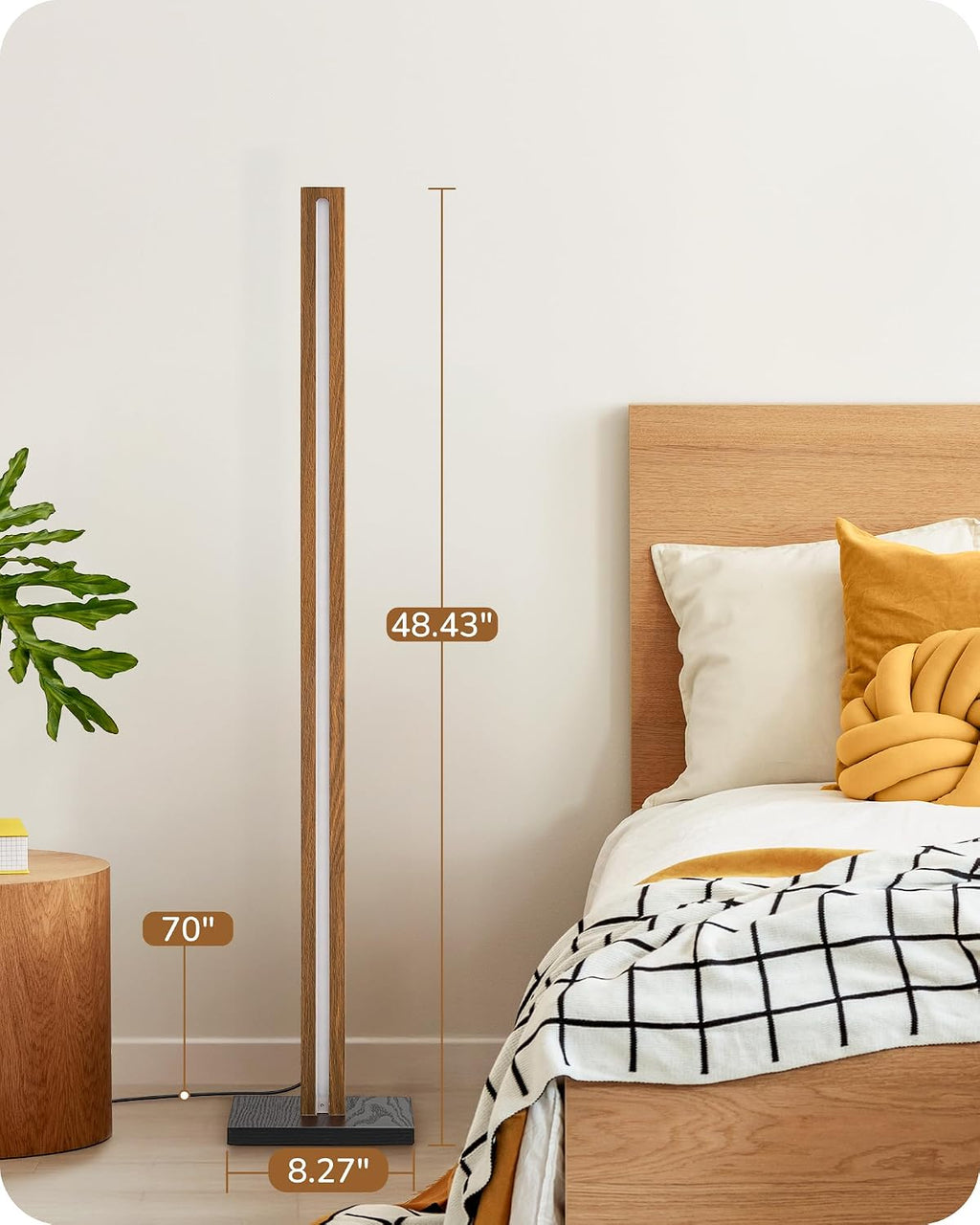 Edishine Mid Century Modern Floor Lamp with Remote, Dimmable Wood LED Corner Lamp, Minimalist Standing Mood Lighting for Living Room, Bedro…