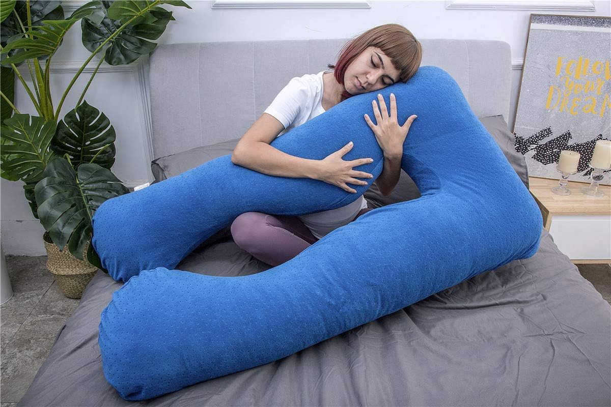 Moonpine MOON PINE Pregnancy Pillow, U Shaped Full Body Pillow for Maternity Support, Sleeping Pillow with Cover for Pregnant Women (Dark B…