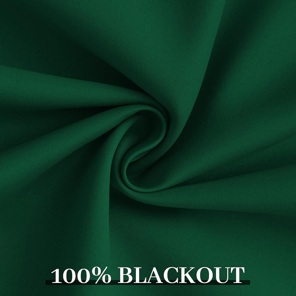 Yakamok 100% Blackout Curtains Dark Green Room Darkening Thermal Insulated with 2 Thick Layers-Hunter Green Window Drapes Set of 2 Panels f…