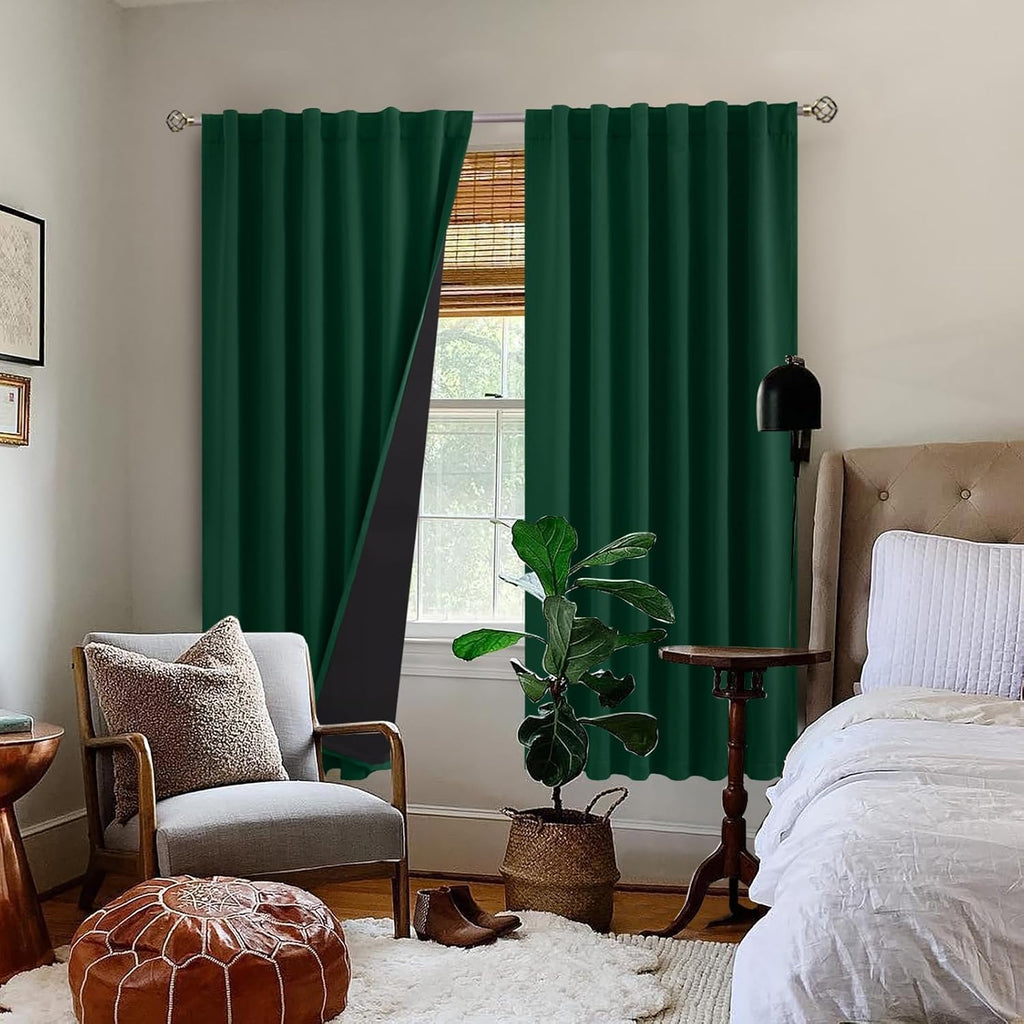 BGment 100% Thermal Insulated Blackout Curtains 72 Inches Long with Liner, Rod Pocket and Back Tab Double Layer Noise Reduce Room…